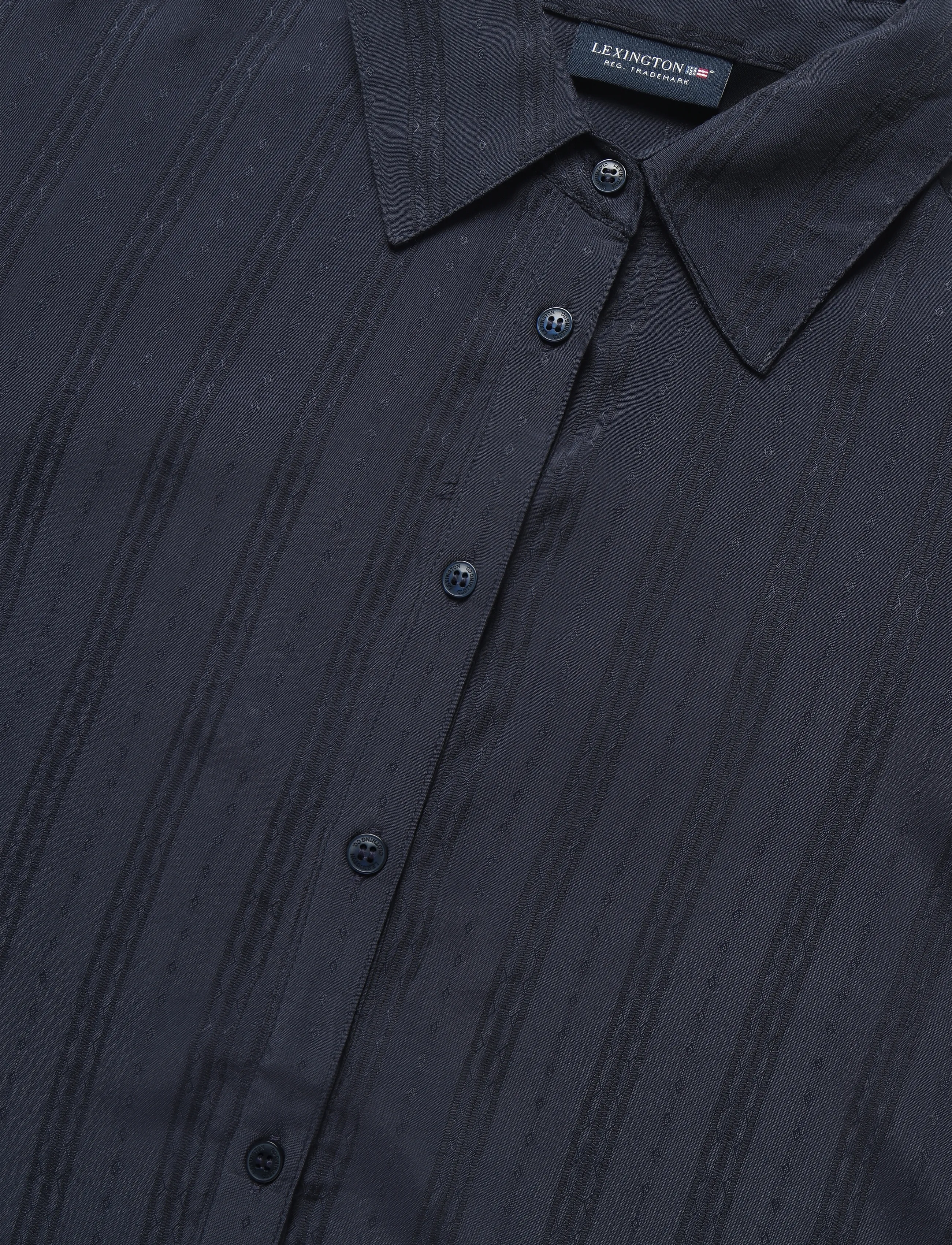 Lexington Clothing - Jacquard Weave Ruffle Blouse - langærmede bluser - dark blue - 5
