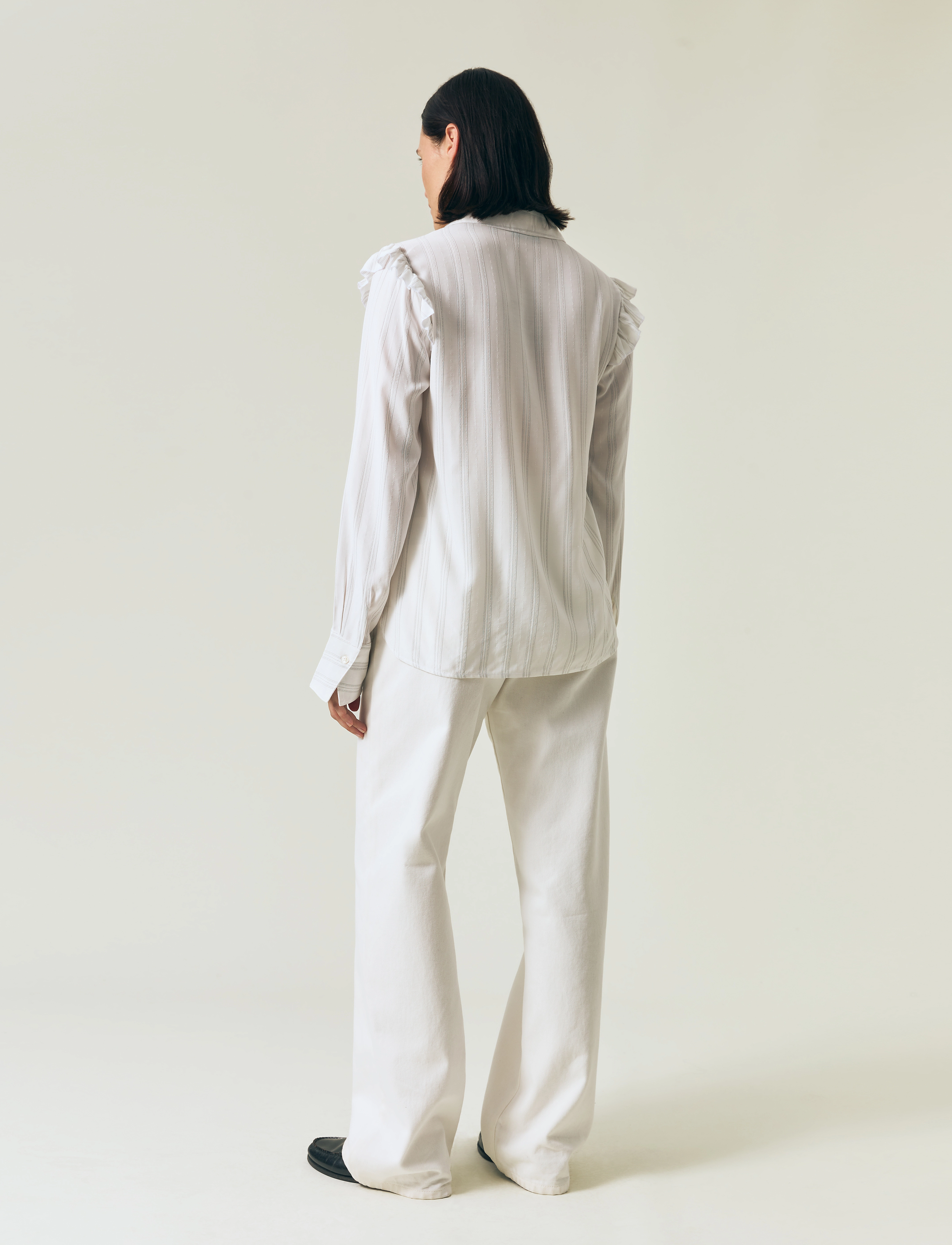 Lexington Clothing - Jacquard Weave Ruffle Blouse - pikkade varrukatega pluusid - white - 3
