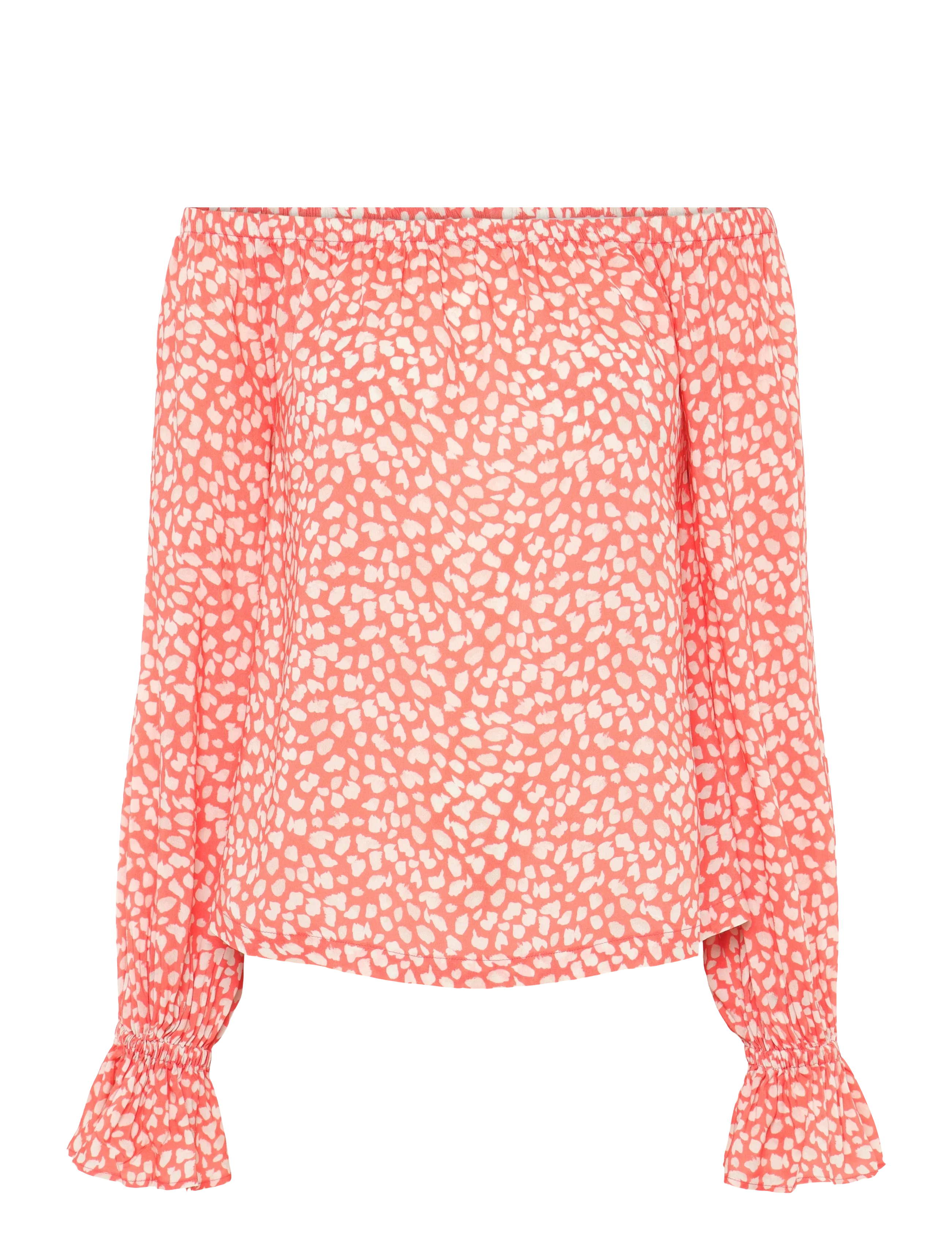 LEXINGTON CLOTHING Printed Off The Schulter Bluse Coral - L - Damen