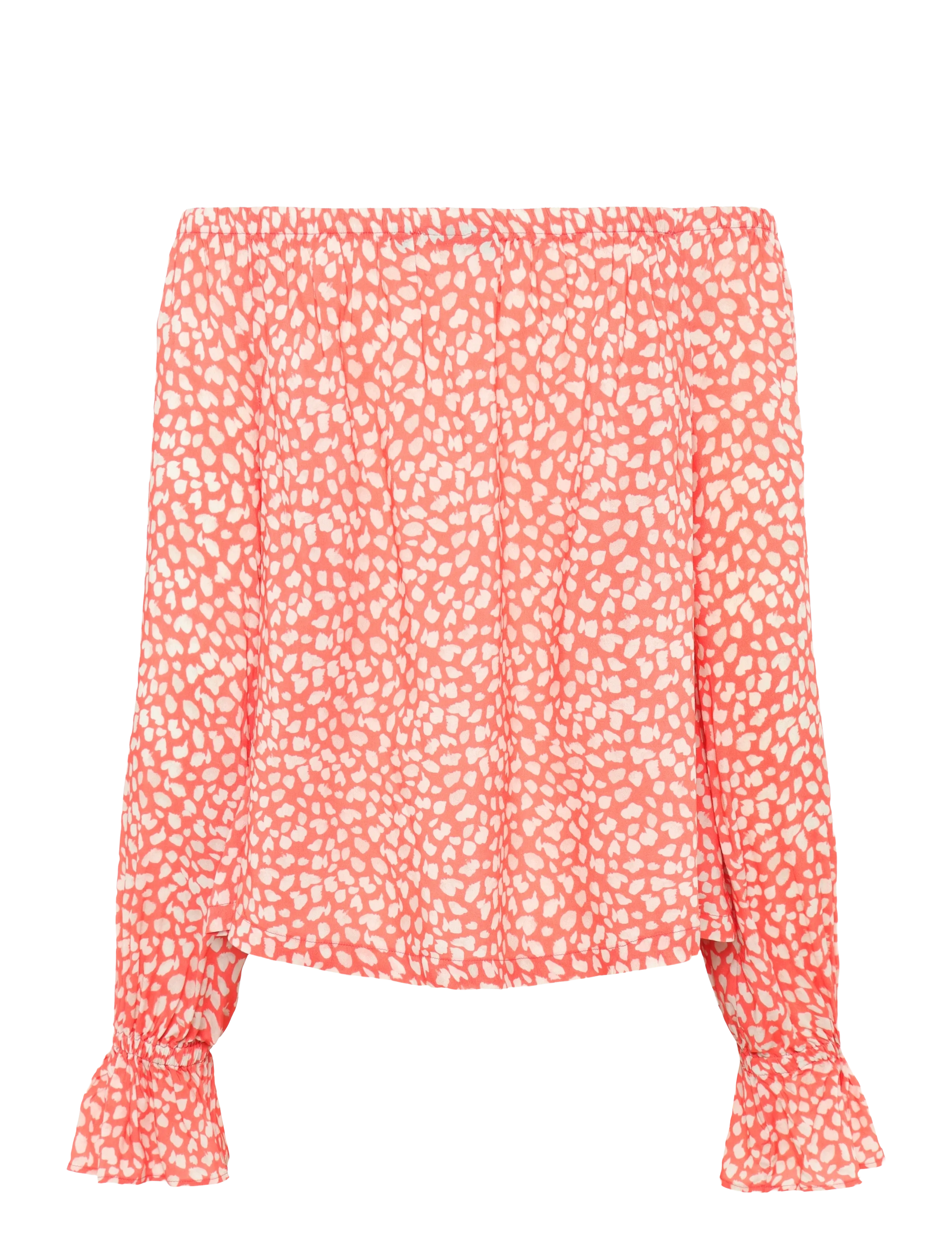 Lexington Clothing - Printed Off The Shoulder Blouse - langærmede bluser - coral dot print - 1