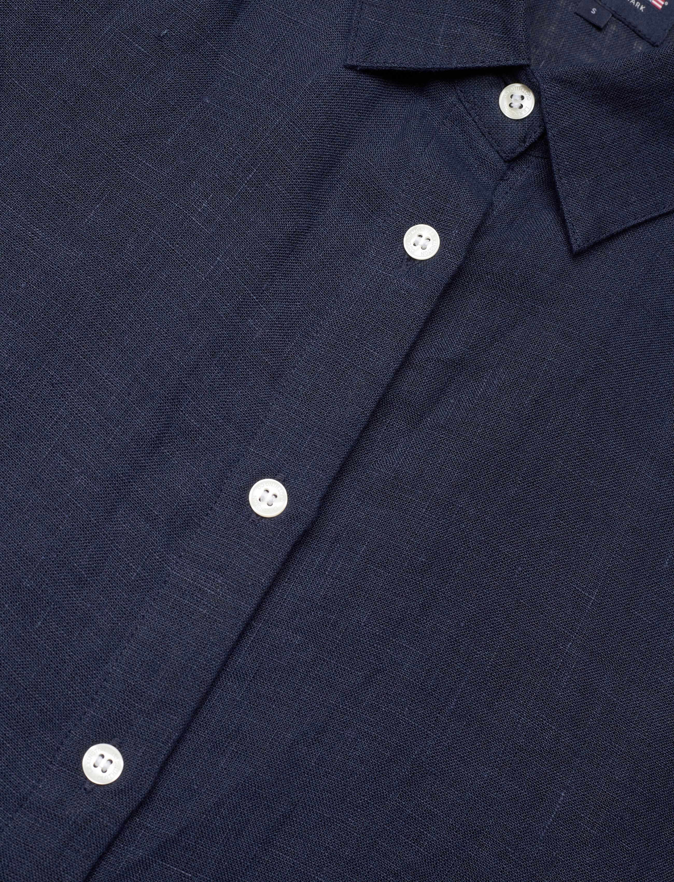 Lexington Clothing - Short Sleeve Linen Shirt - dark blue - 3