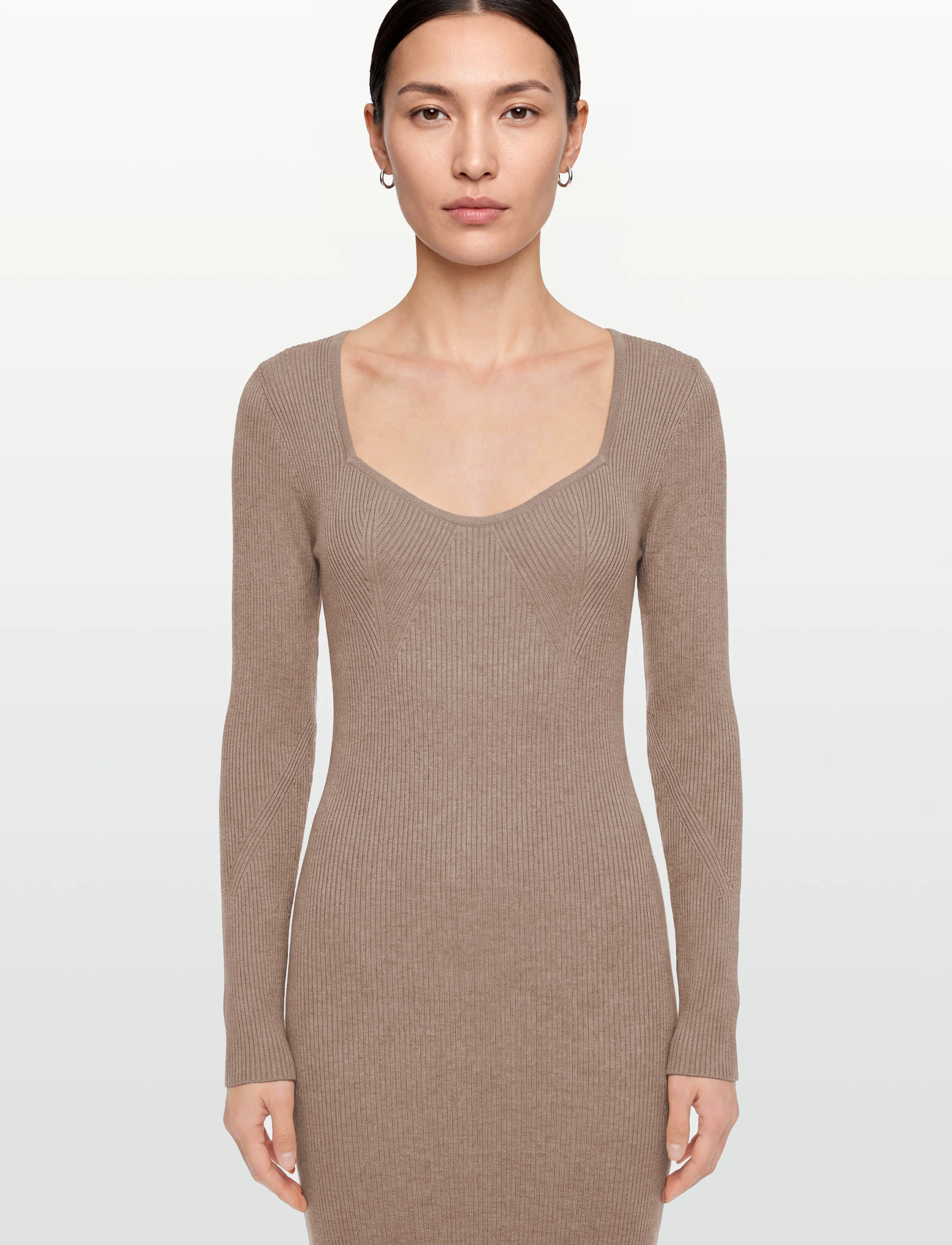 Lexington Clothing - Rib Knitted Lyocell Blend Maxi Dress - stramme kjoler - light brown - 3