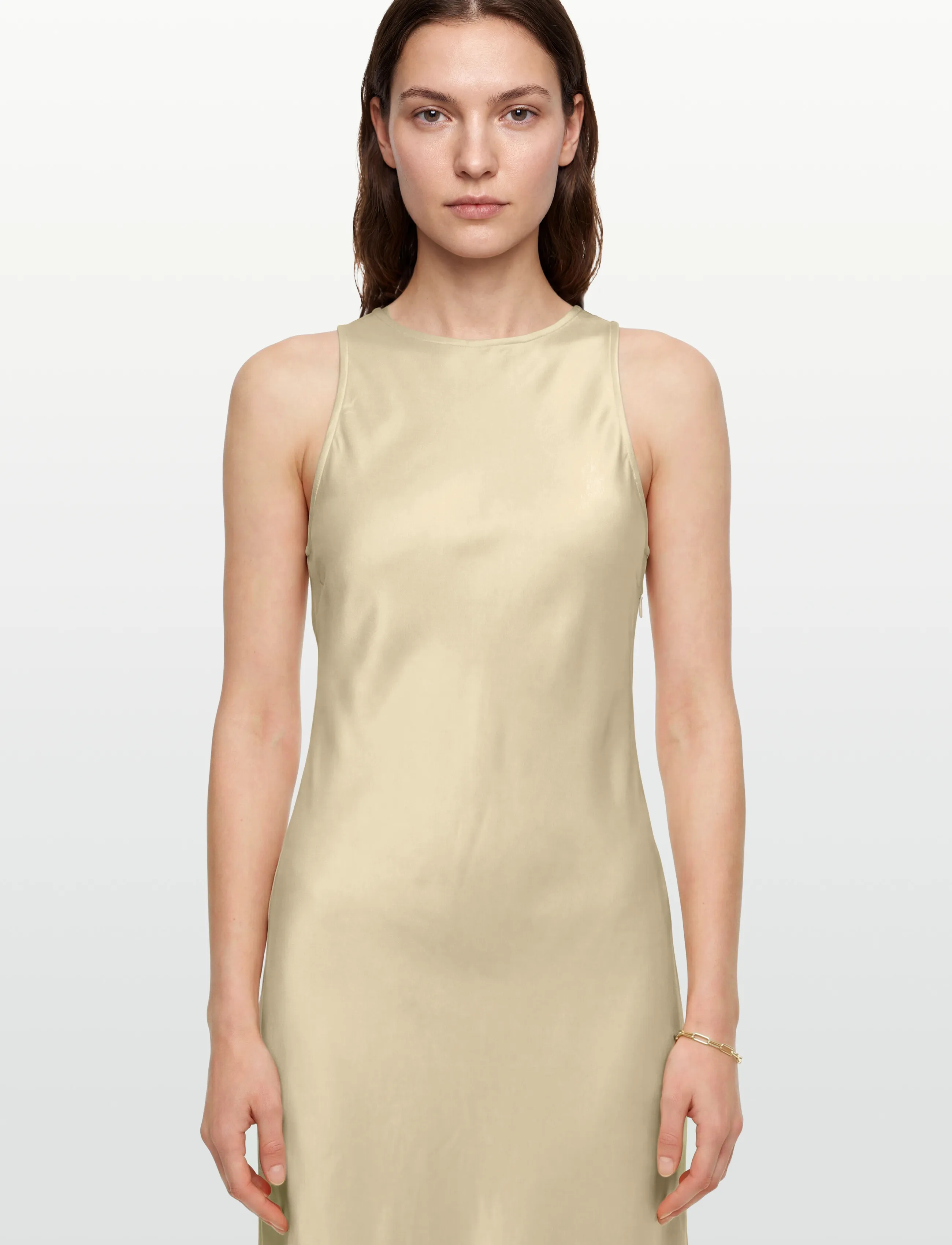 Lexington Clothing - Sleeveless Fitted Satin Dress - slipklänningar - light beige - 3
