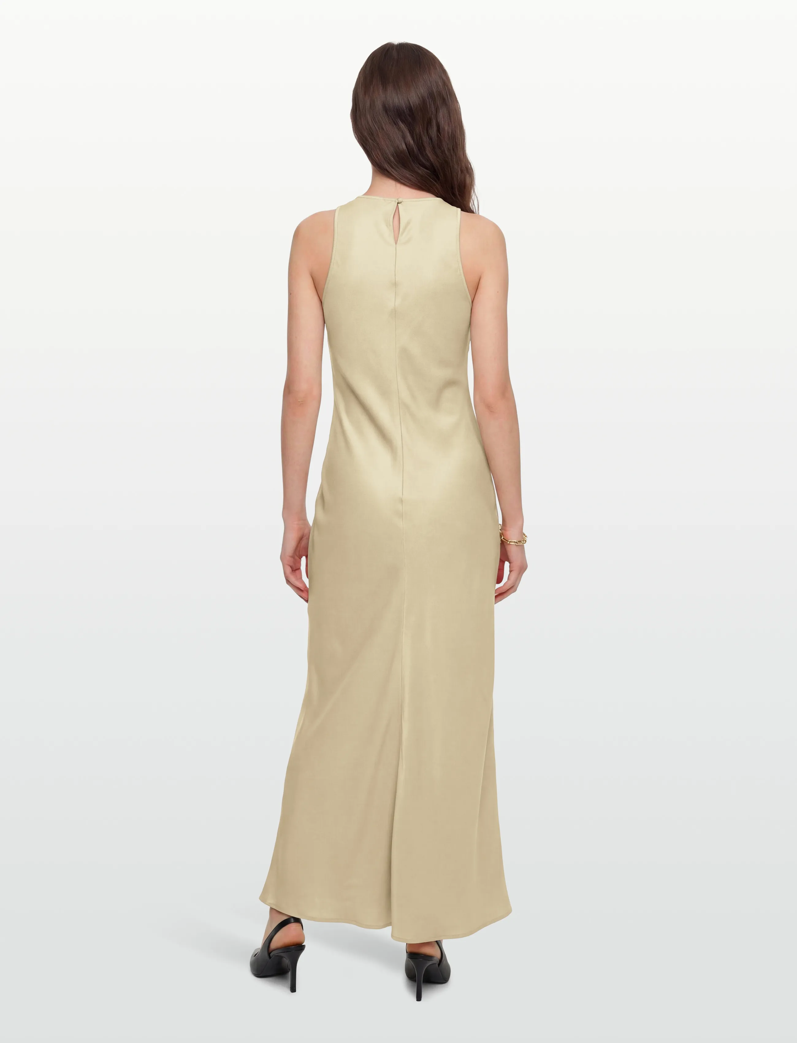 Lexington Clothing - Sleeveless Fitted Satin Dress - slipklänningar - light beige - 4