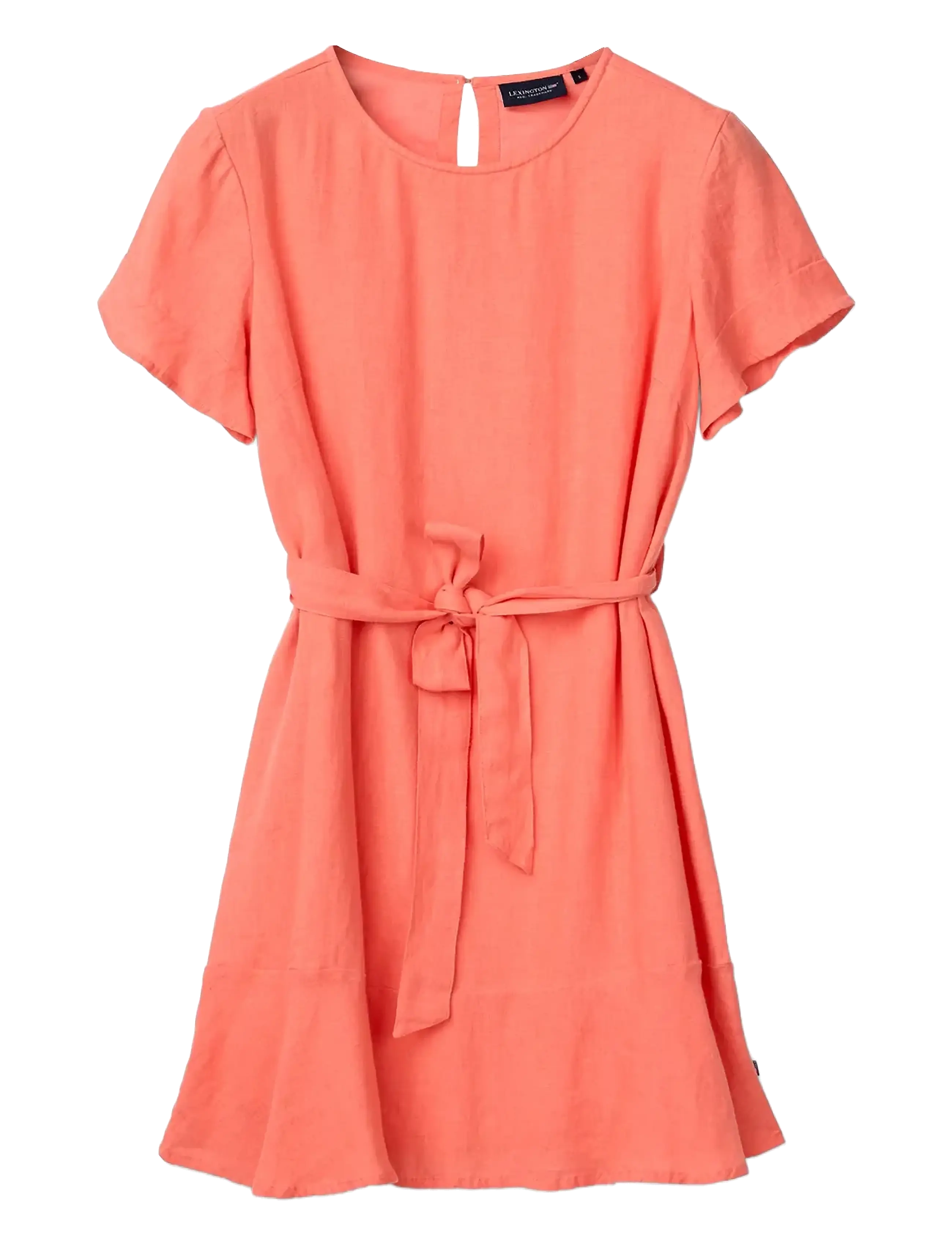 LEXINGTON CLOTHING Belted Linen Kleid Coral - XL - Damen