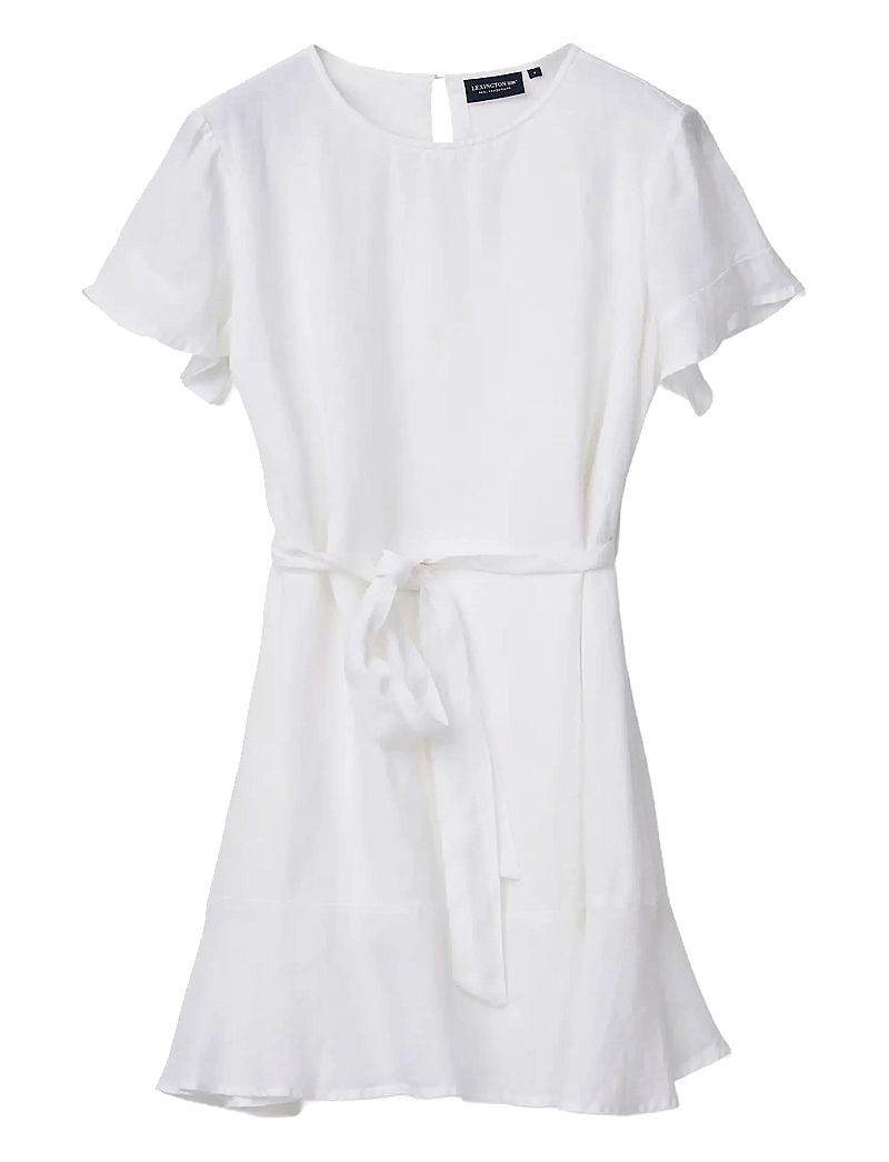 Lexington Clothing - Belted Linen Dress - confirmation - white - 1