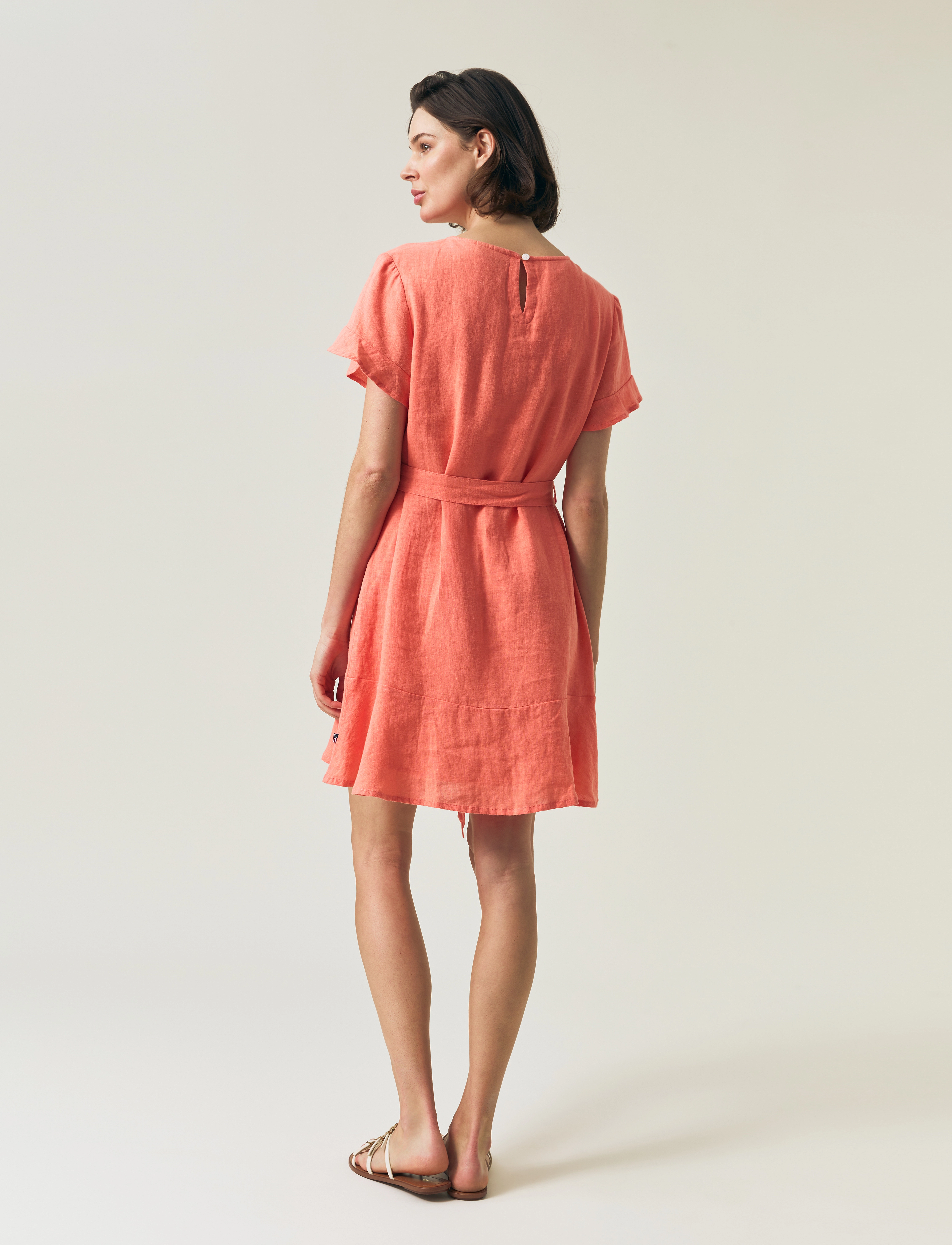 Lexington Clothing - Belted Linen Dress - kurze kleider - white - 2