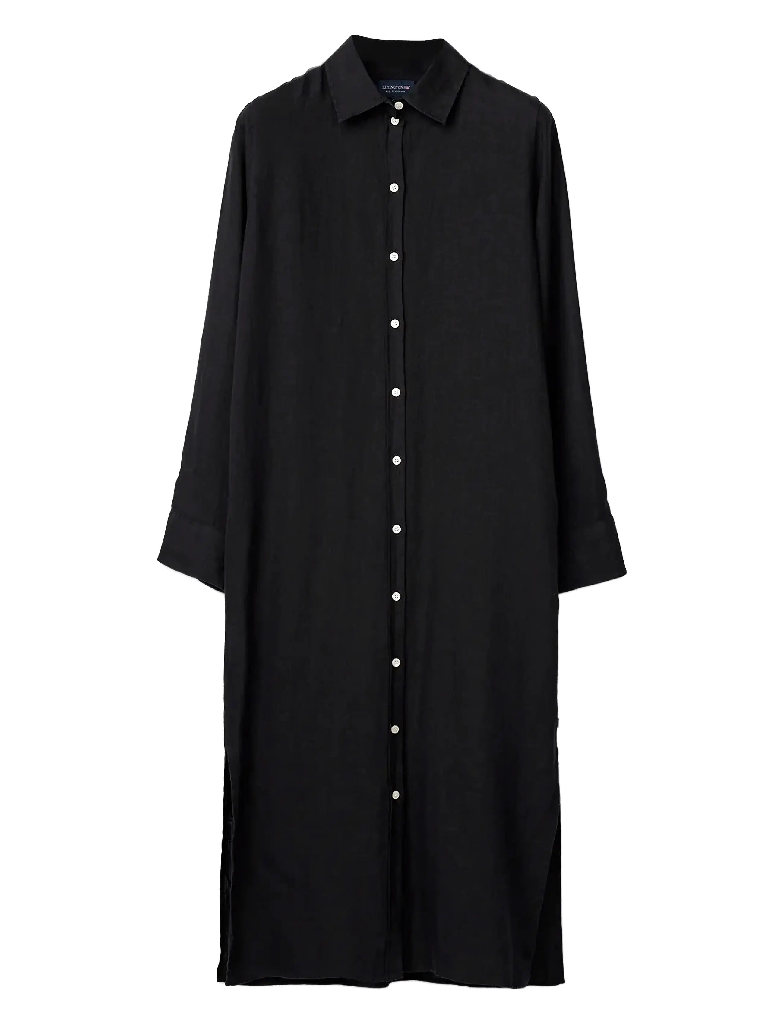 LEXINGTON CLOTHING Long Linen Shirt Kleid Schwarz - S - Damen