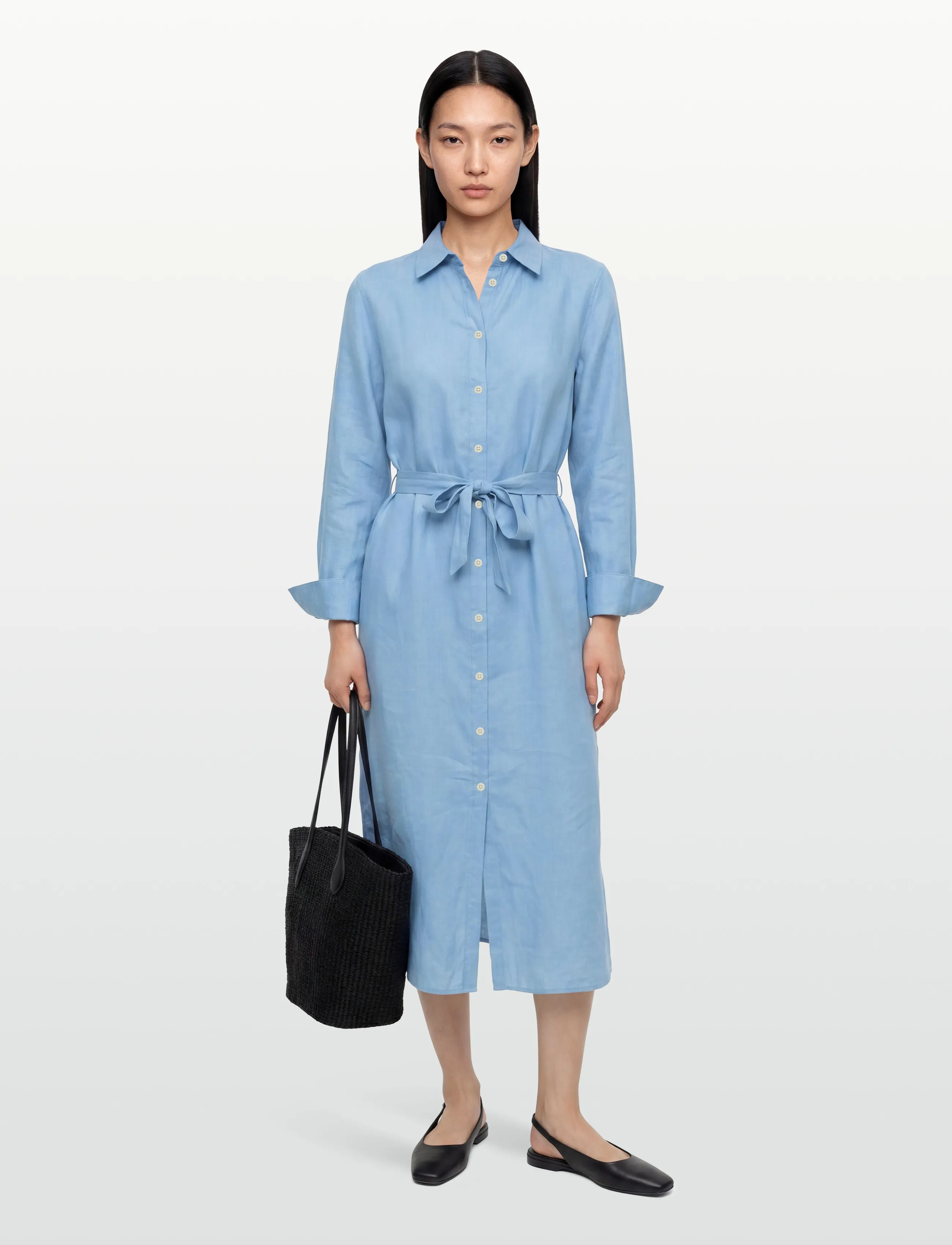 Lexington Clothing Long Linen Shirt Dress - Skjortklänningar - BLUE / blue