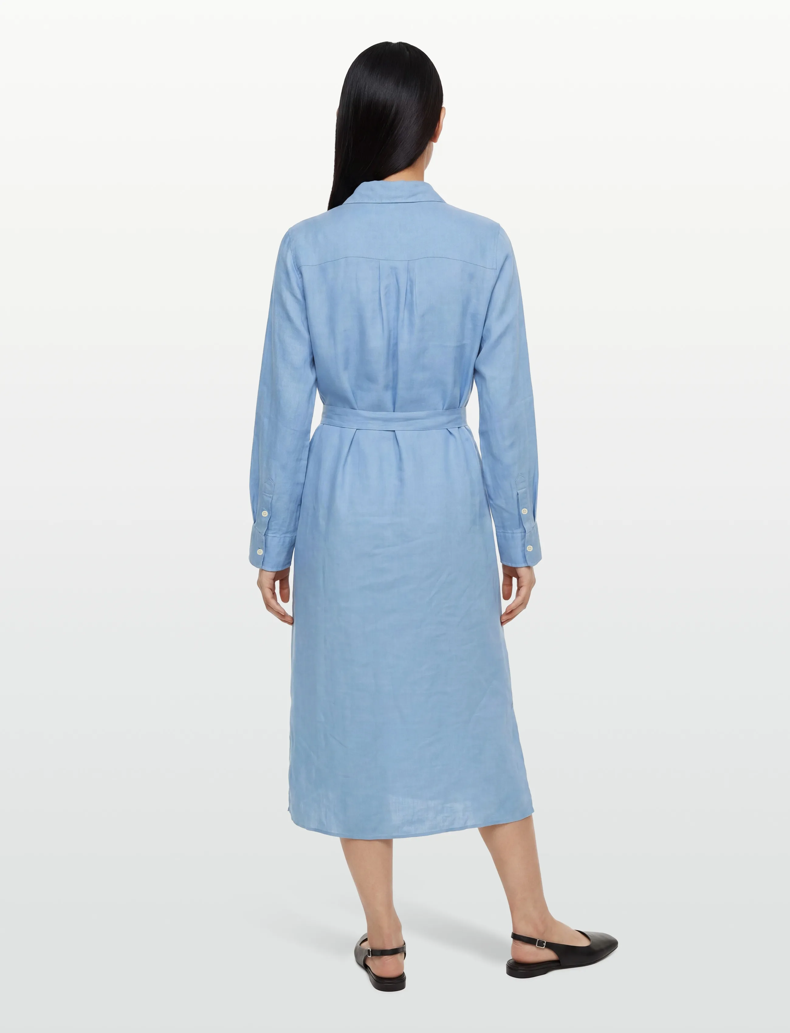 Lexington Clothing - Long Linen Shirt Dress - hemdkleider - blue - 4
