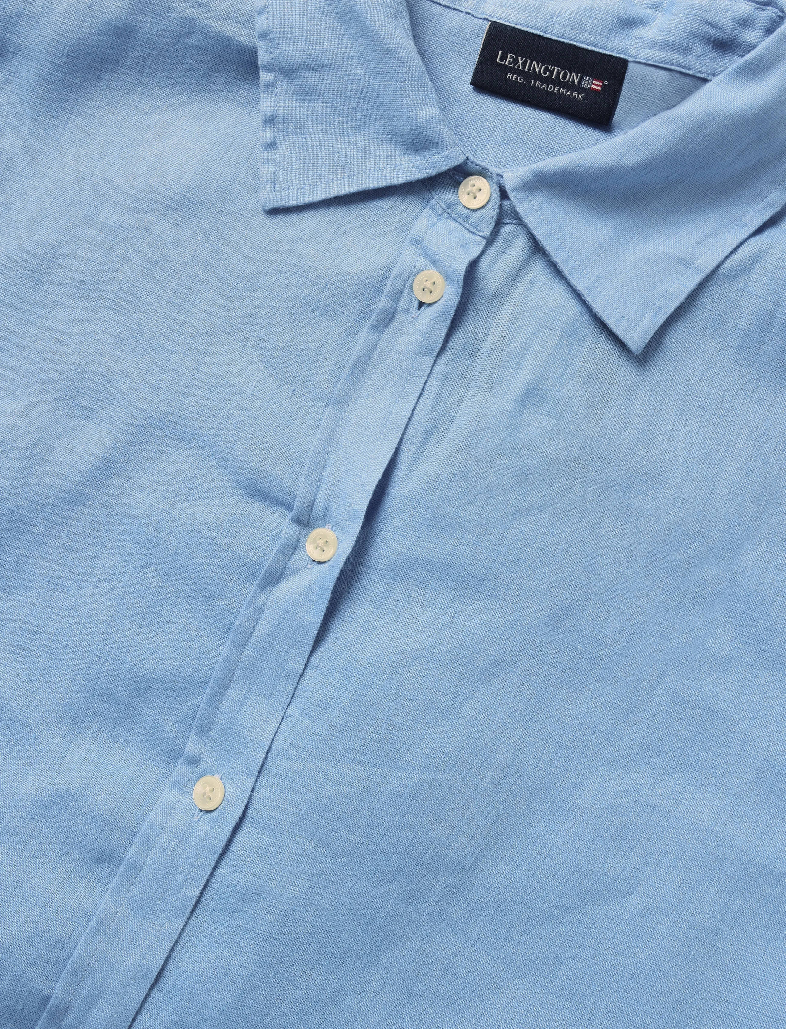 Lexington Clothing - Long Linen Shirt Dress - hemdkleider - blue - 5