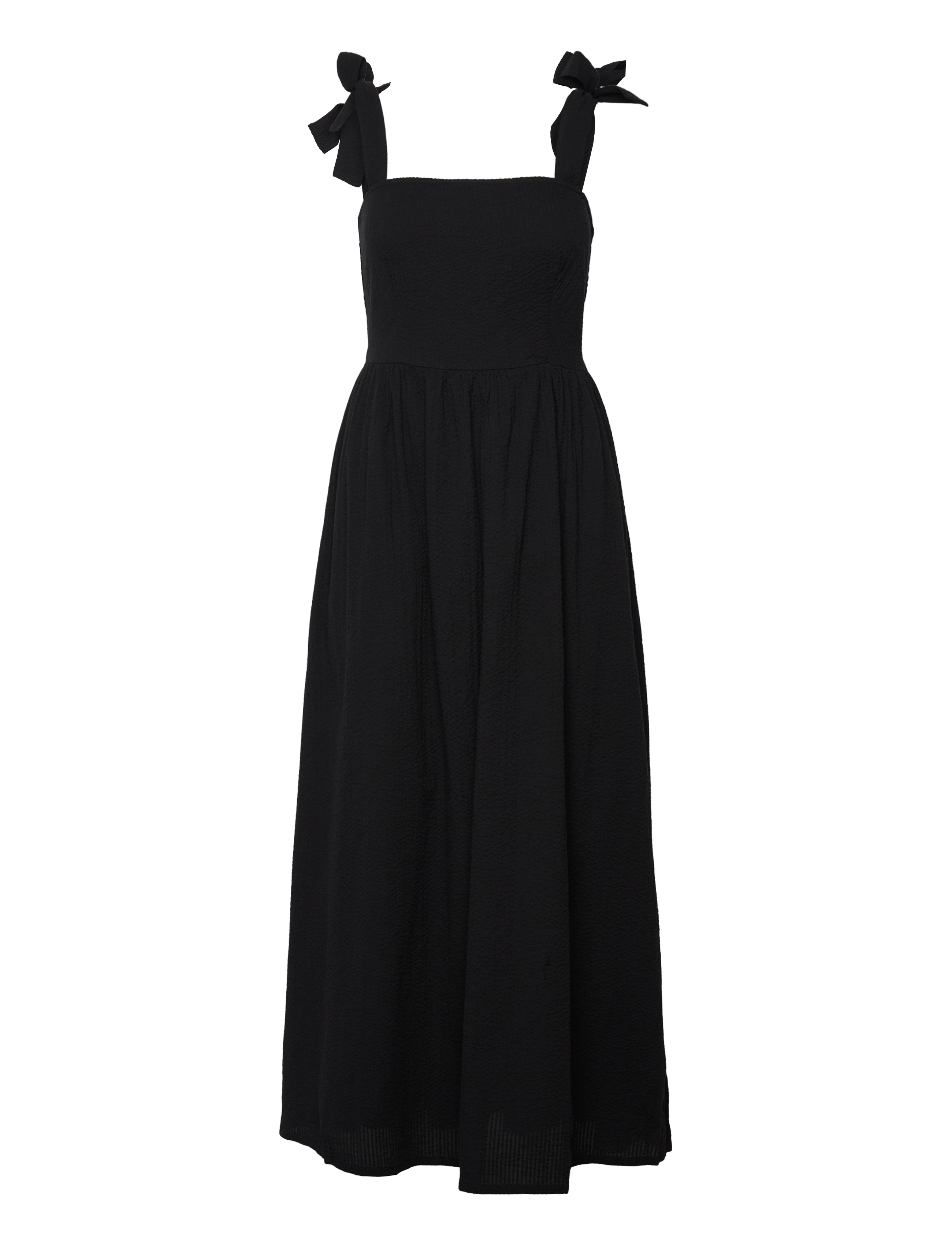 Lexington Clothing Bow-Strap Seersucker Summer Dress - Lexington Clothing - BLACK / black