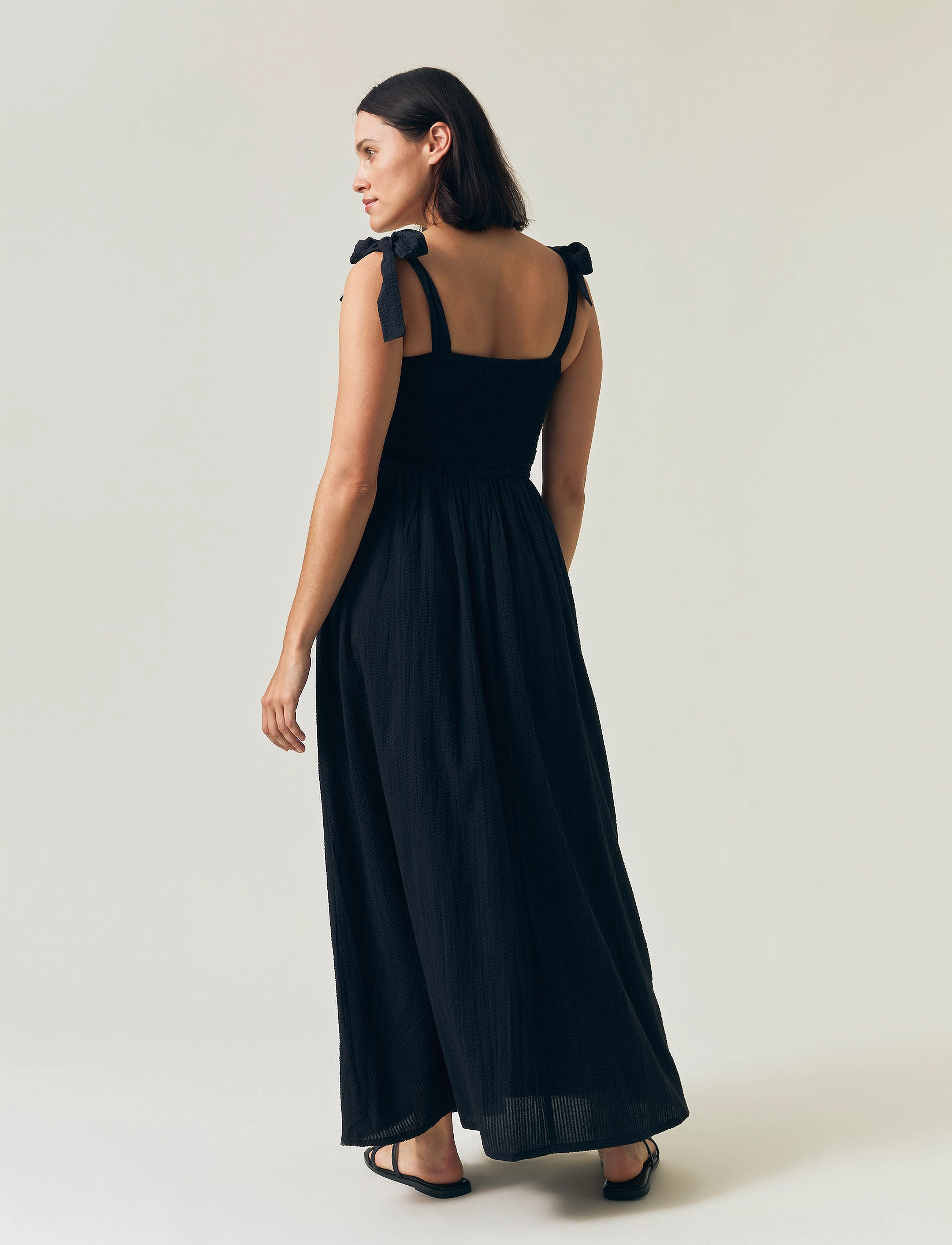 Lexington Clothing - Bow-Strap Seersucker Summer Dress - sommerkjoler - black - 3