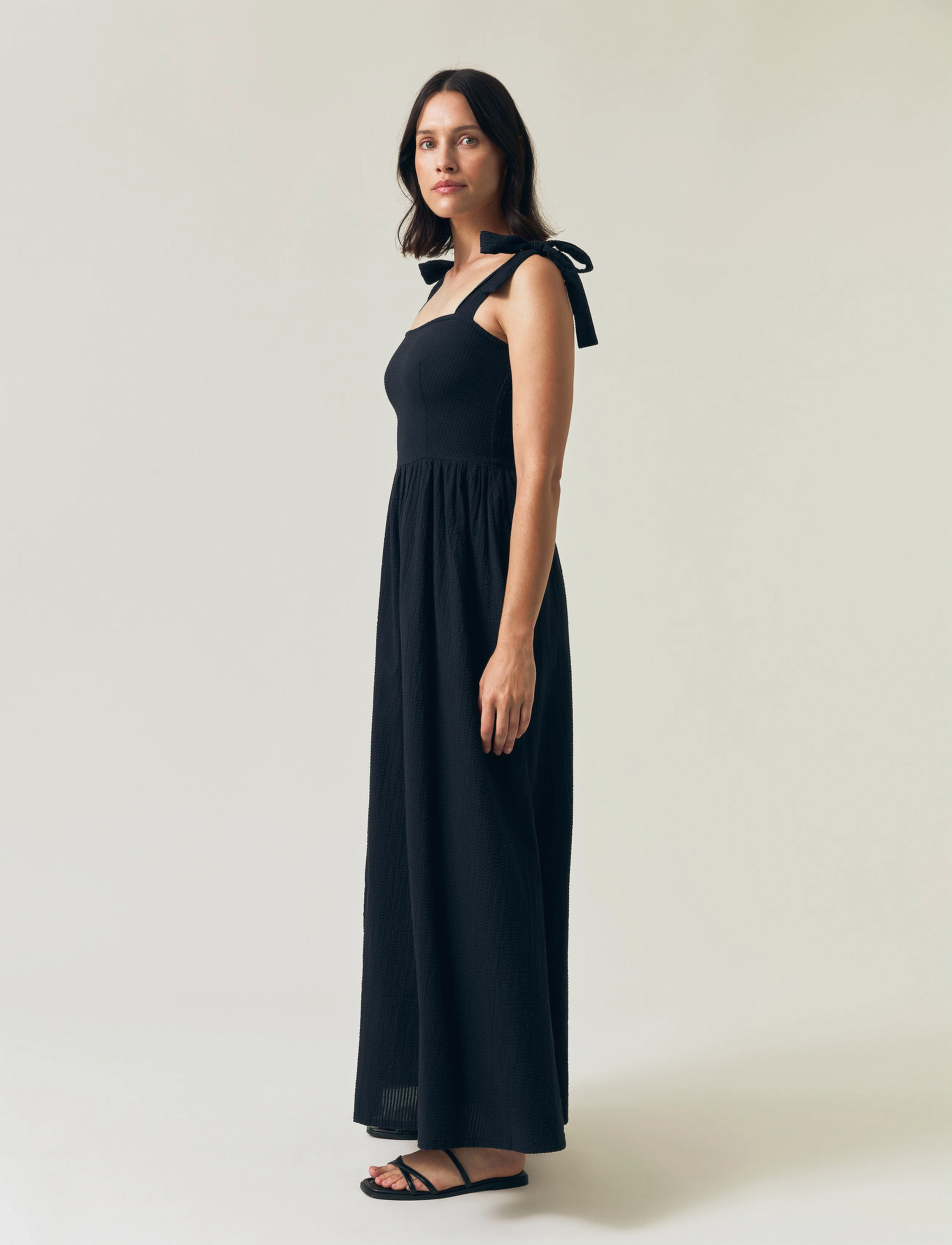 Lexington Clothing - Bow-Strap Seersucker Summer Dress - sommerkjoler - black - 5