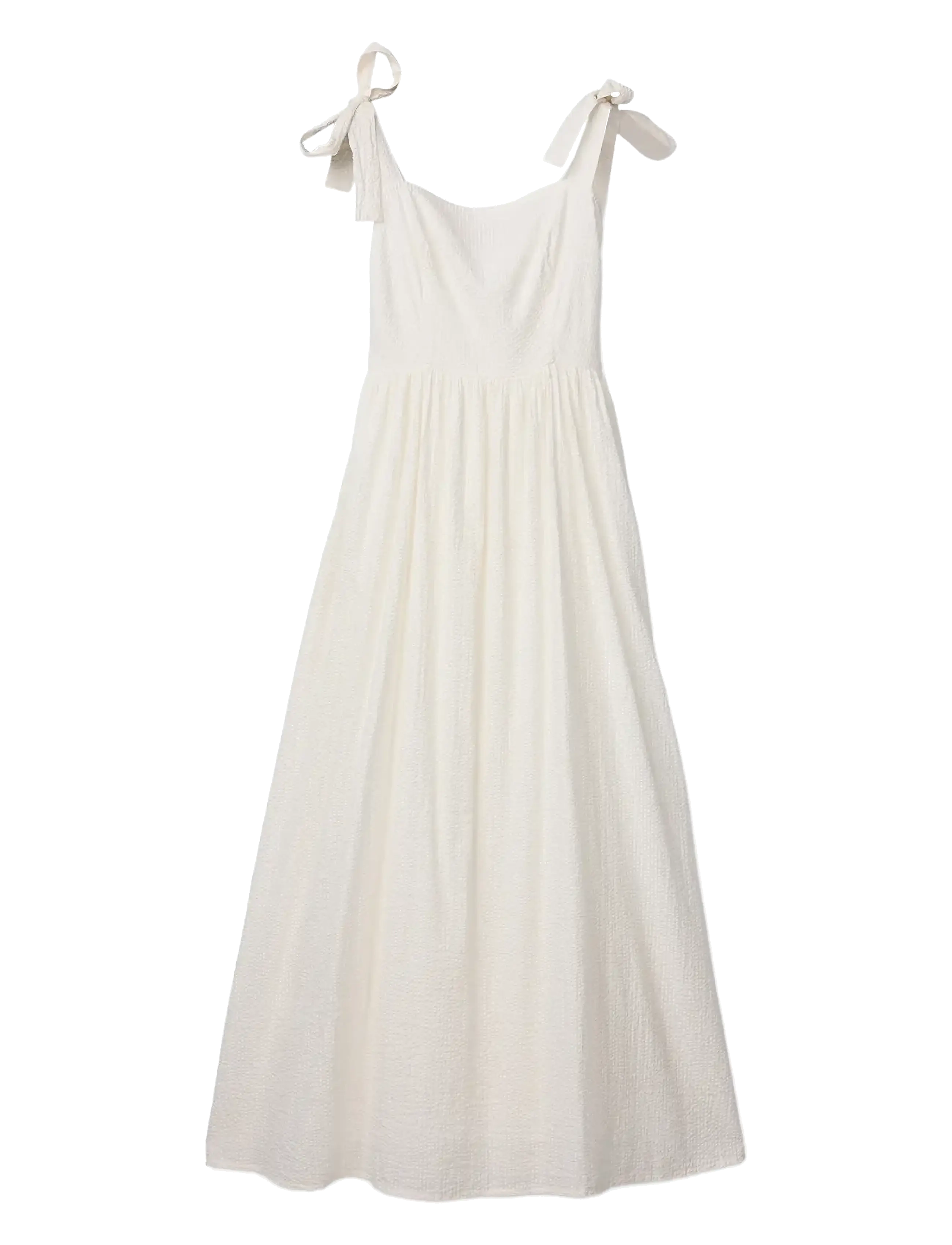 LEXINGTON CLOTHING Bow-Strap Seersucker Summer Kleid Weiß - XL - Damen