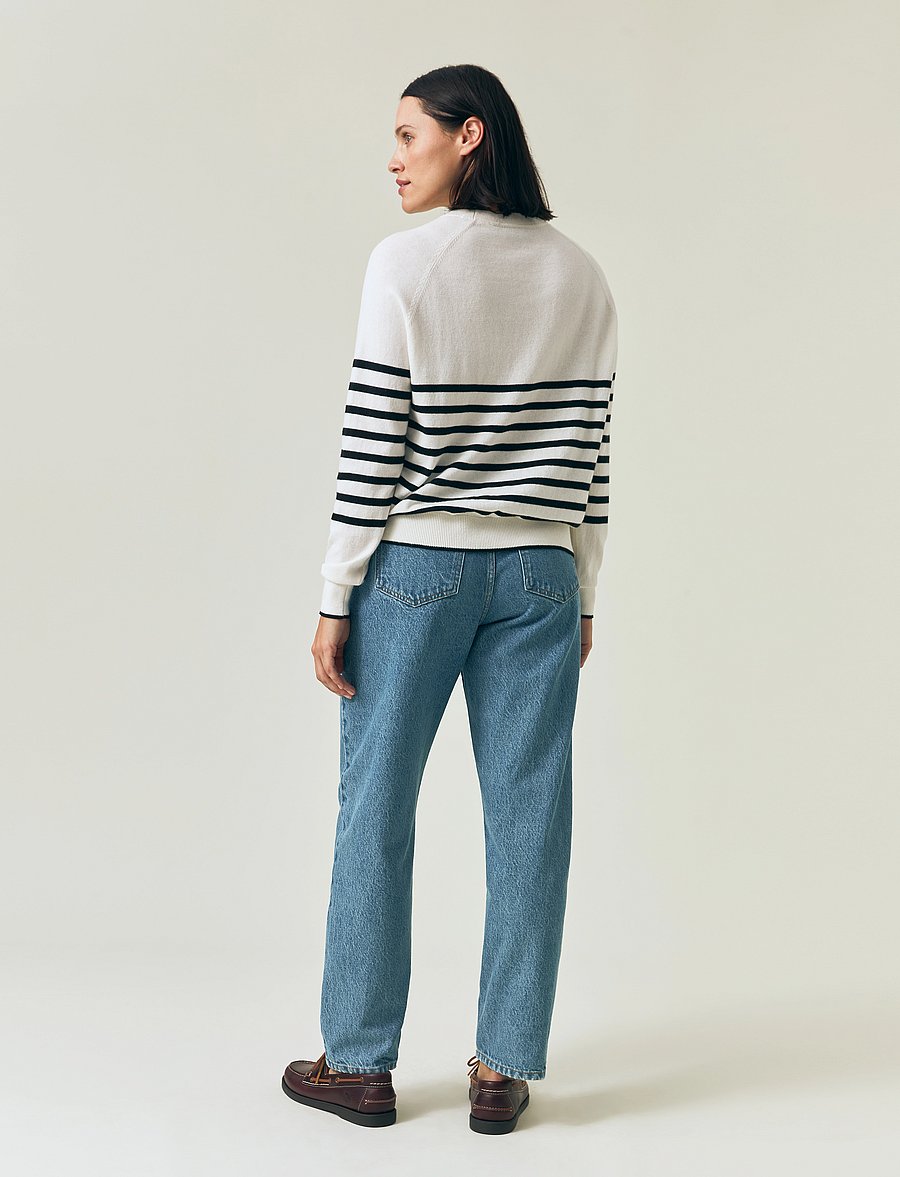 Lexington Clothing - Cashmere Blend Raglan Sweater - pullover - white/black stripe - 3