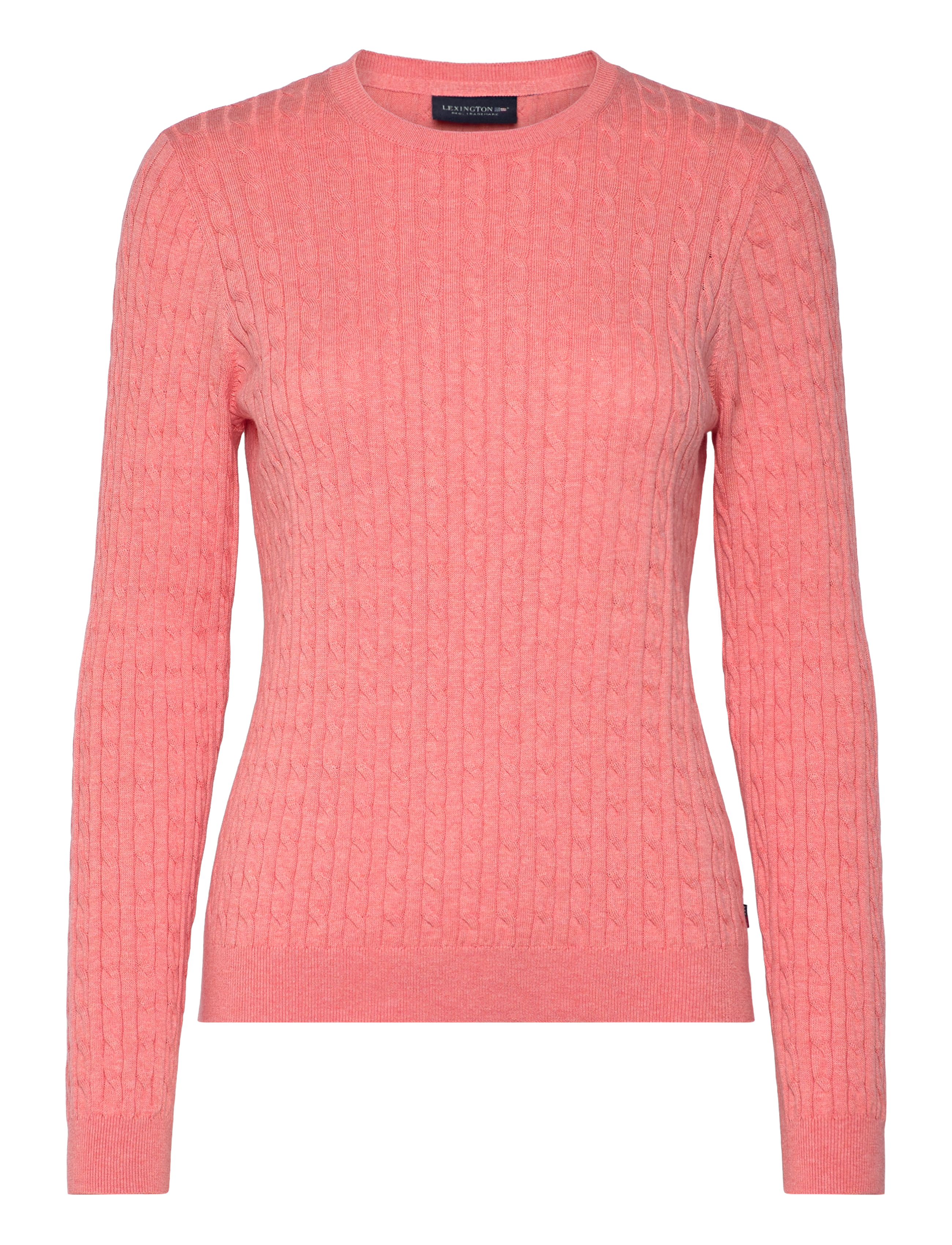 Lexington Clothing - Organic Cotton Cable Knitted Sweater - coral melange - 1