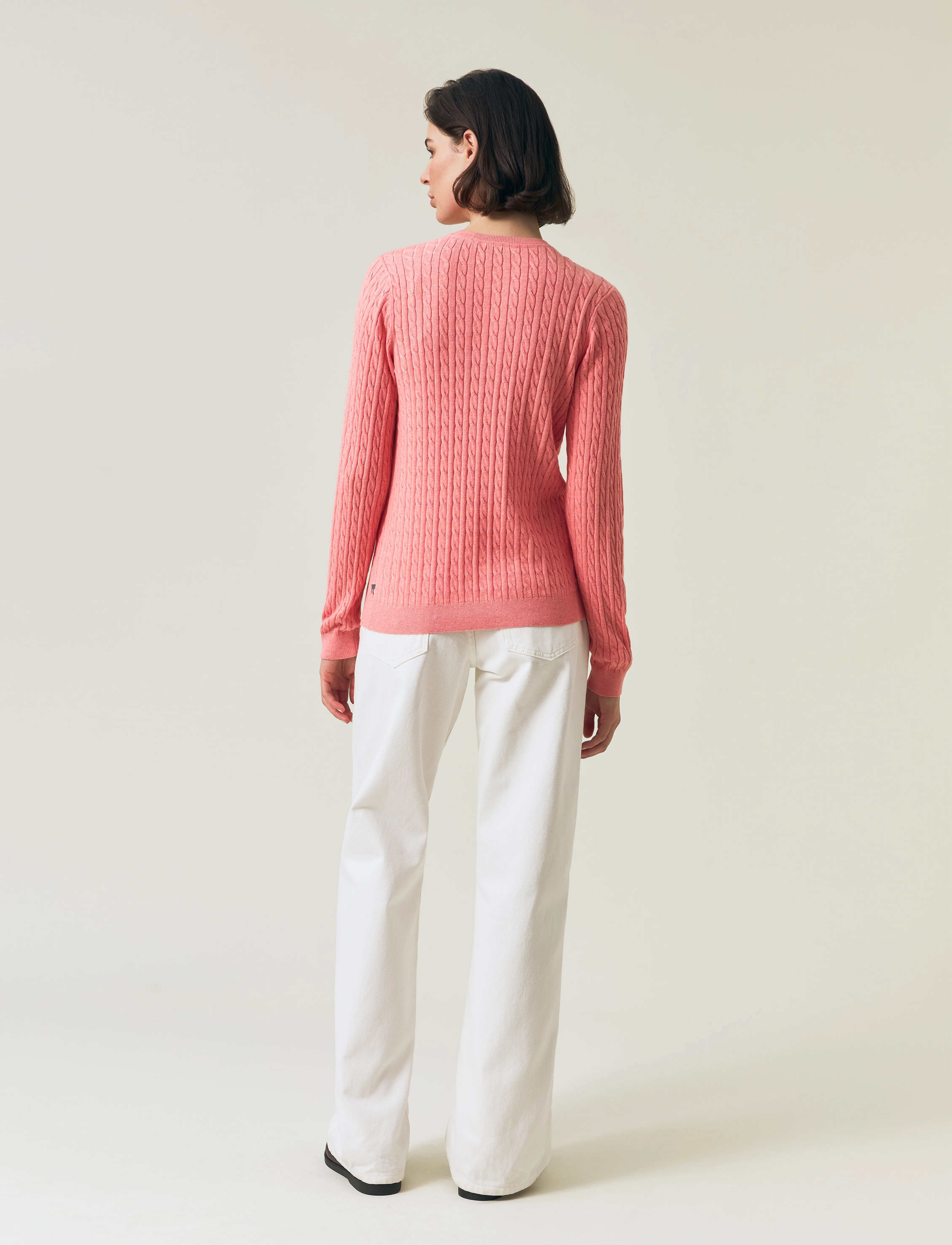 Lexington Clothing - Organic Cotton Cable Knitted Sweater - coral melange - 4