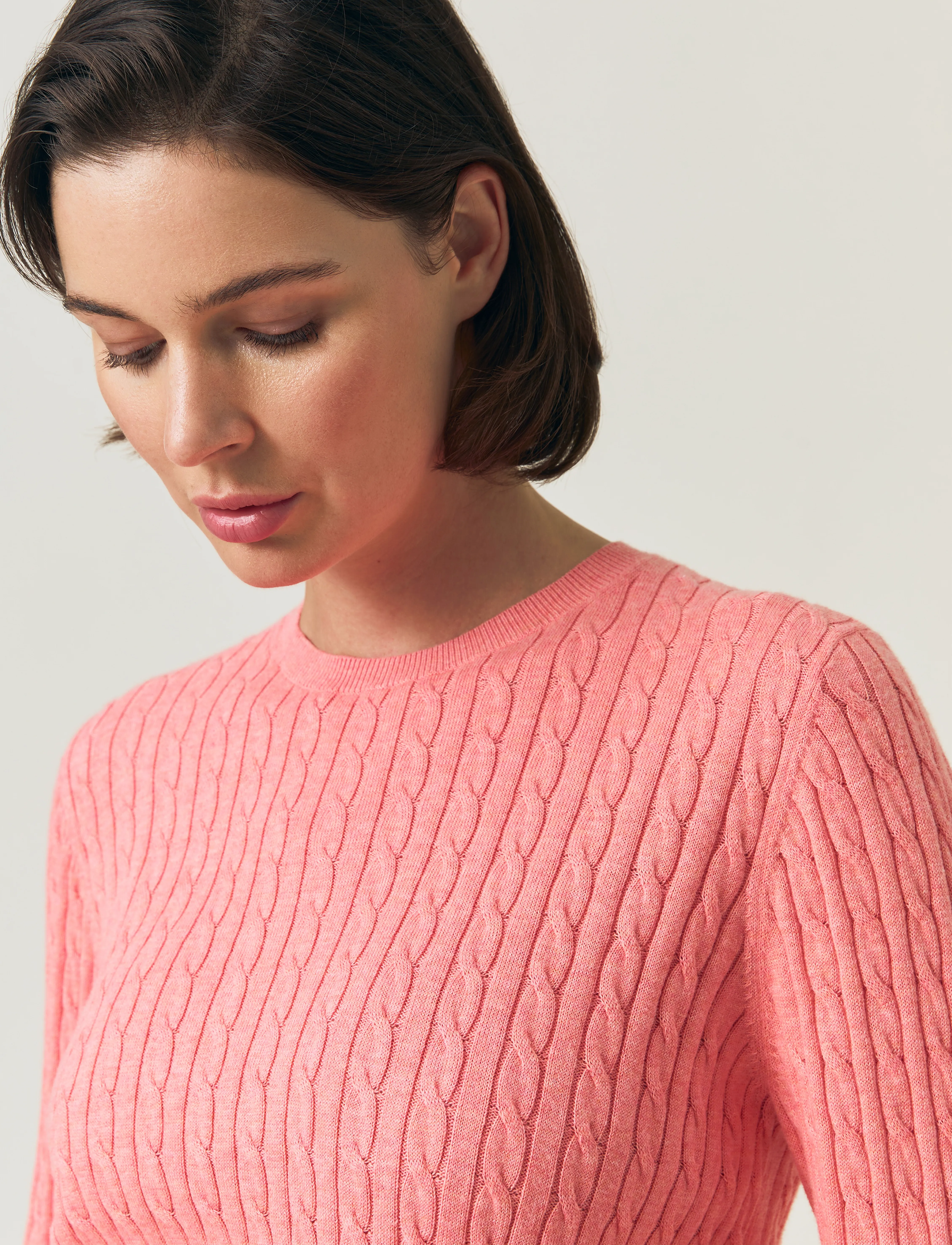 Lexington Clothing - Organic Cotton Cable Knitted Sweater - coral melange - 5