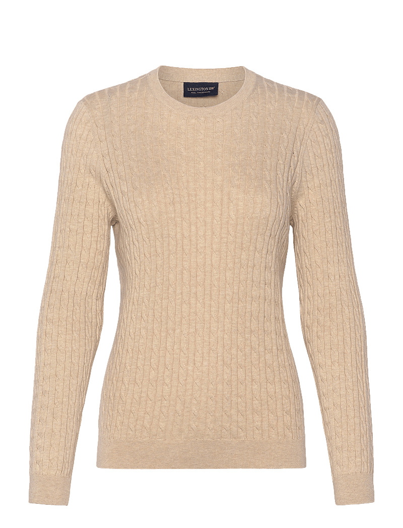 Lexington Clothing - Organic Cotton Cable Knitted Sweater - striktrøjer - light beige melange - 1
