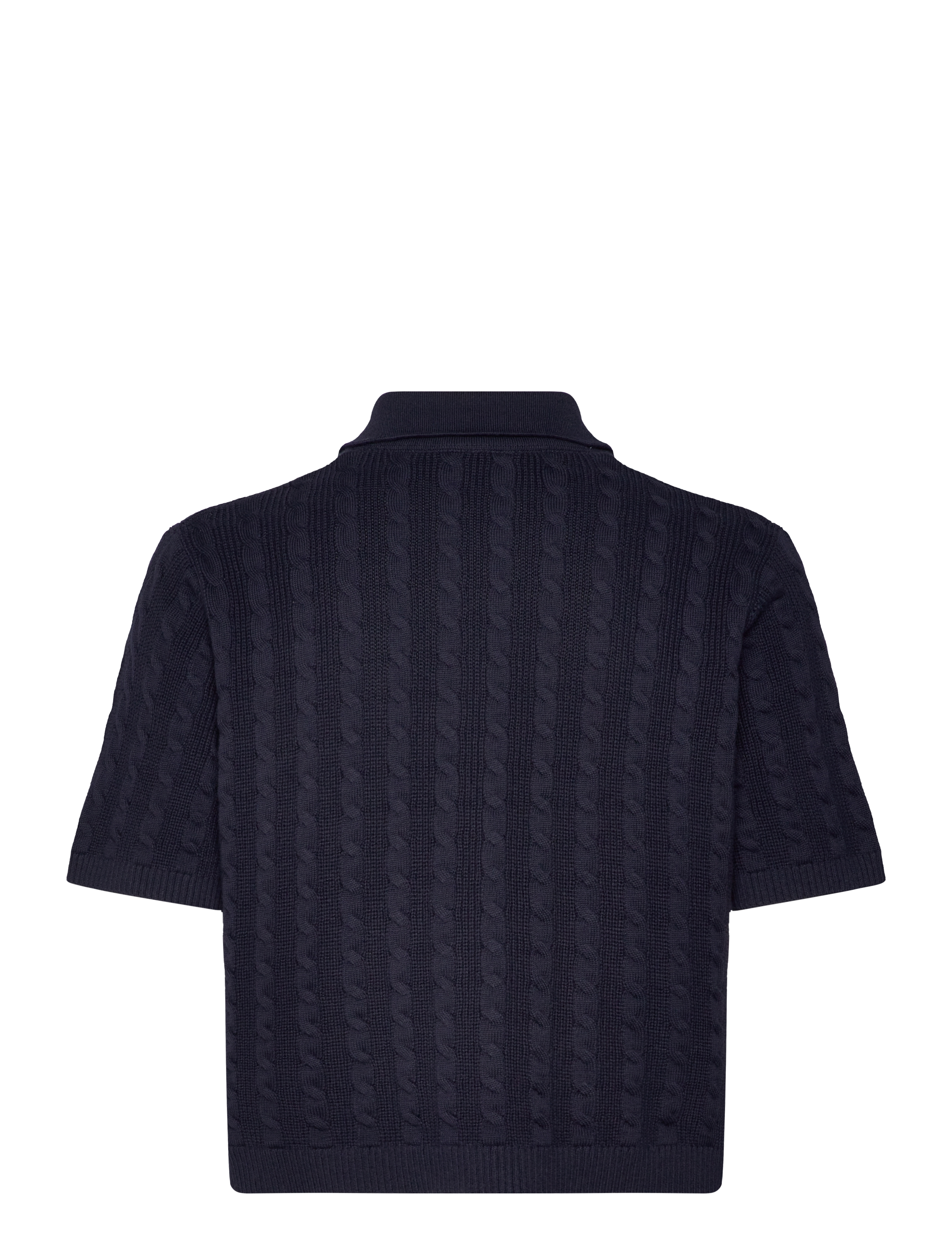 Lexington Clothing - Short Sleeve Cable Knitted Polo Cardigan - dark blue - 2