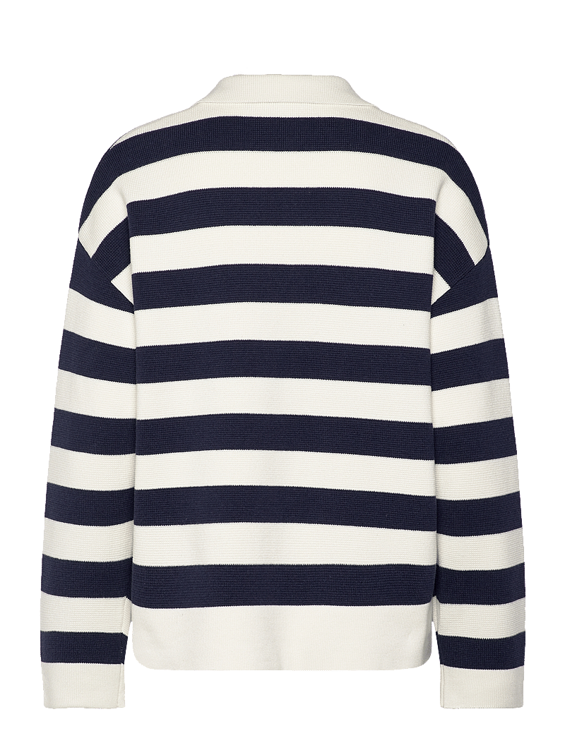 Lexington Clothing - Full Milano Knitted Polo Sweater - sviitrid - dk blue/white stripe - 2