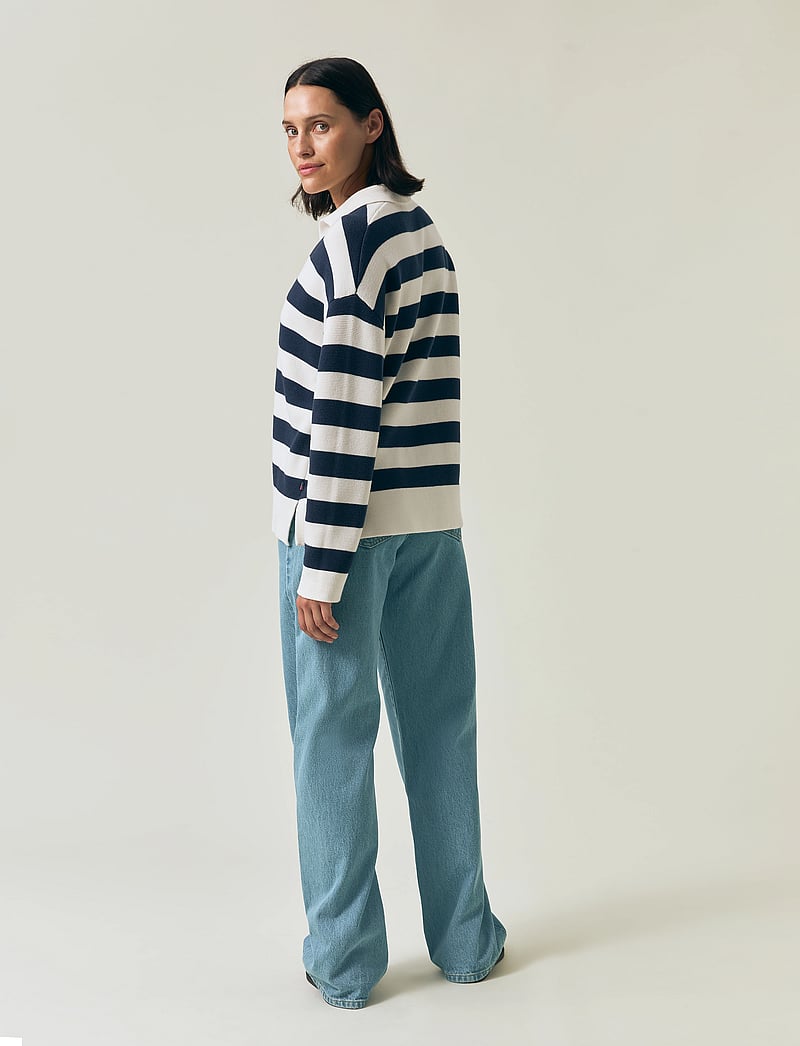 Lexington Clothing - Full Milano Knitted Polo Sweater - sviitrid - dk blue/white stripe - 3