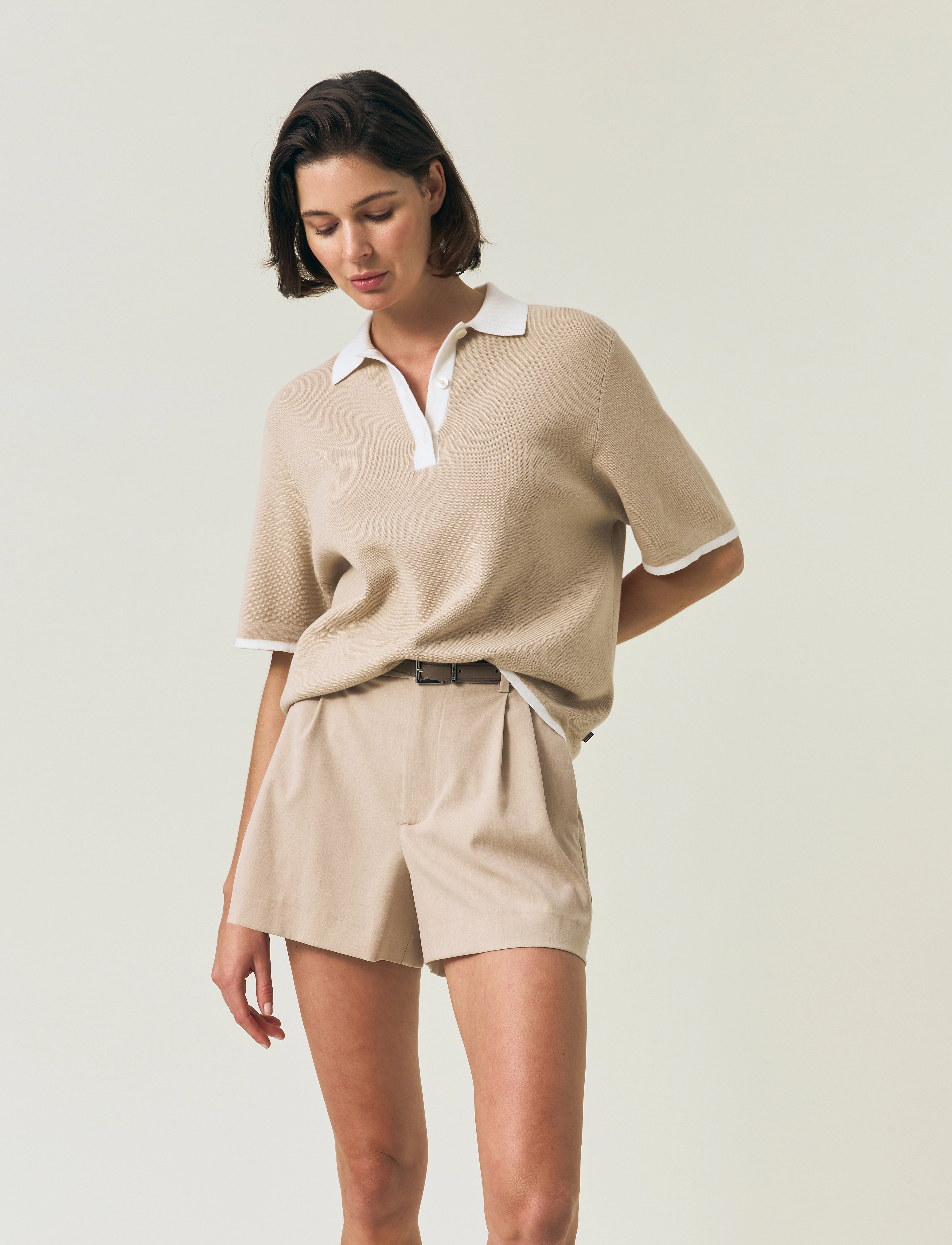 Lexington Clothing - Full Milano Short Sleeve Knitted Polo - beige - 4