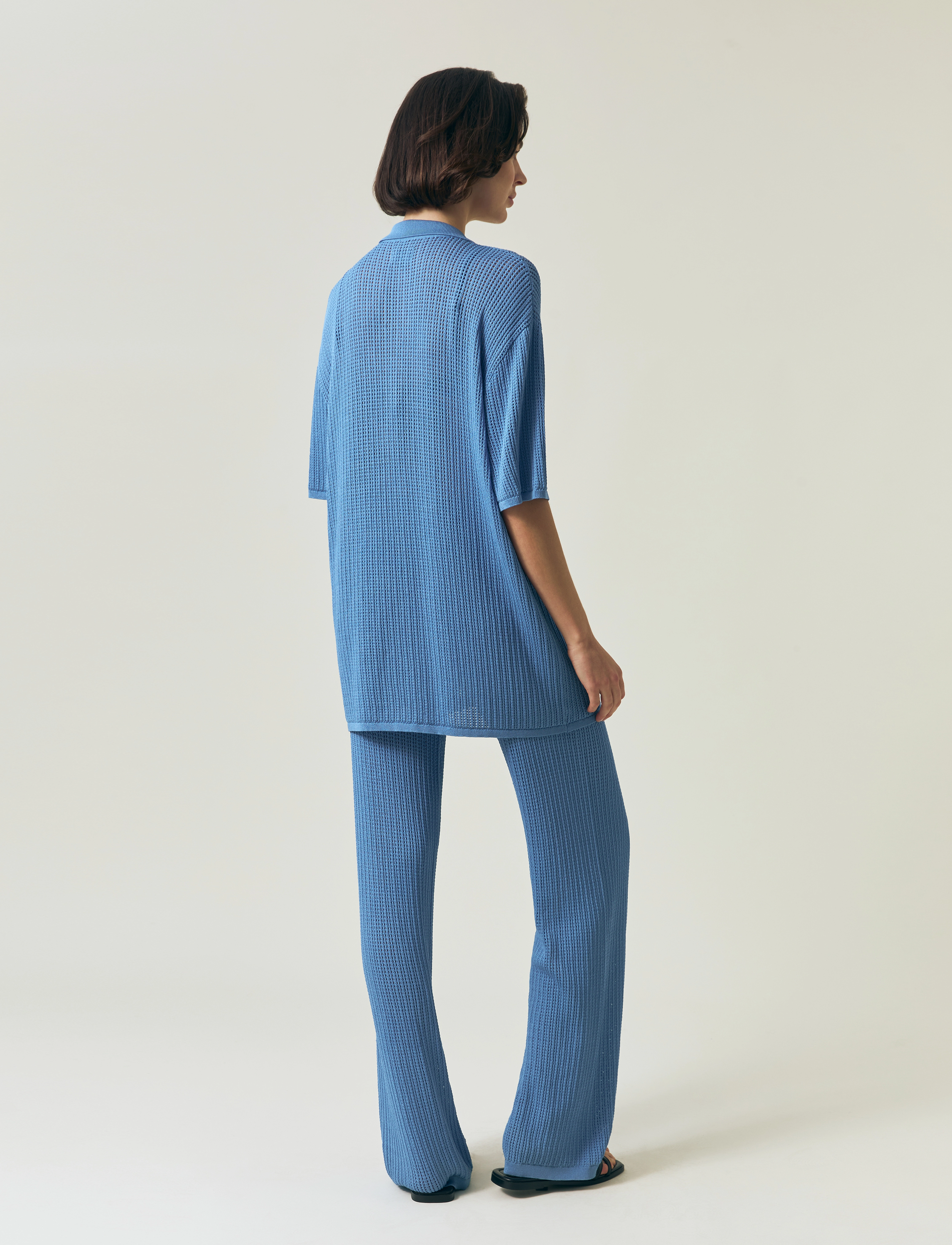 Lexington Clothing - Oversized Pointelle Knitted Short Sleeve Shirt - trøjer - light blue - 2