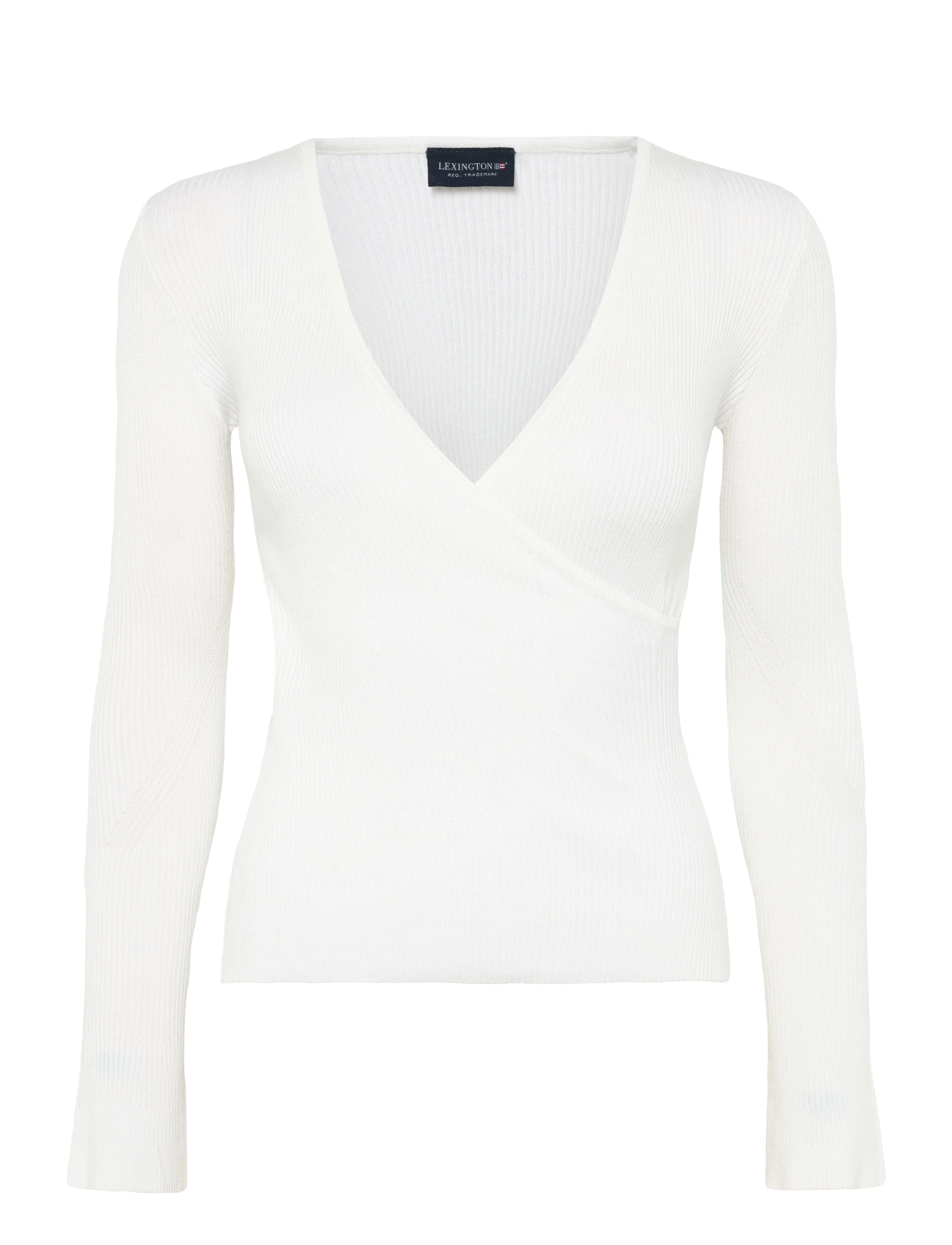 Lexington Clothing Rib Knitted Lyocell Blend Wrap Sweater - Pullover - OFFWHITE / white