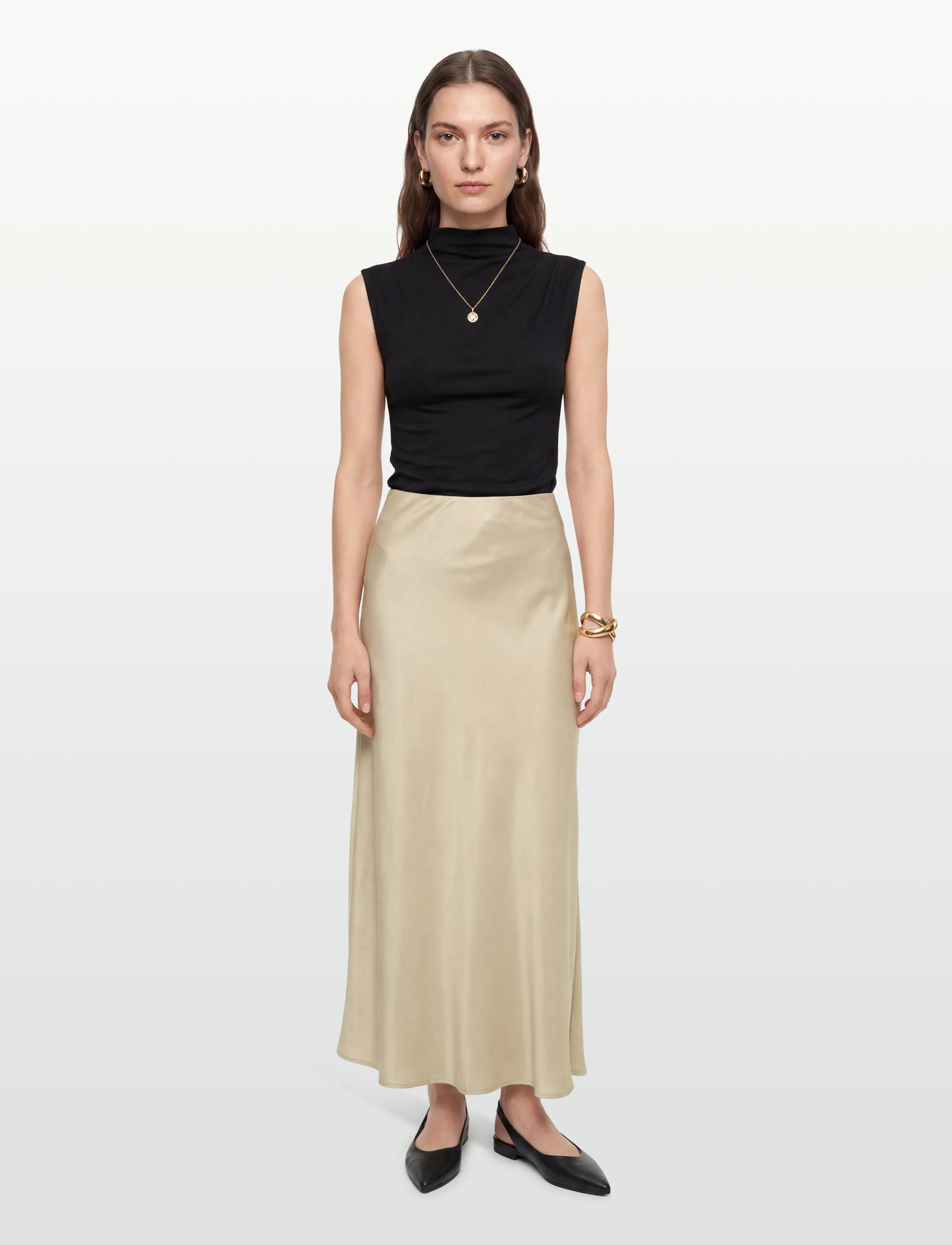 Lexington Clothing - Maxi Satin Skirt - satinnederdele - light beige - 0