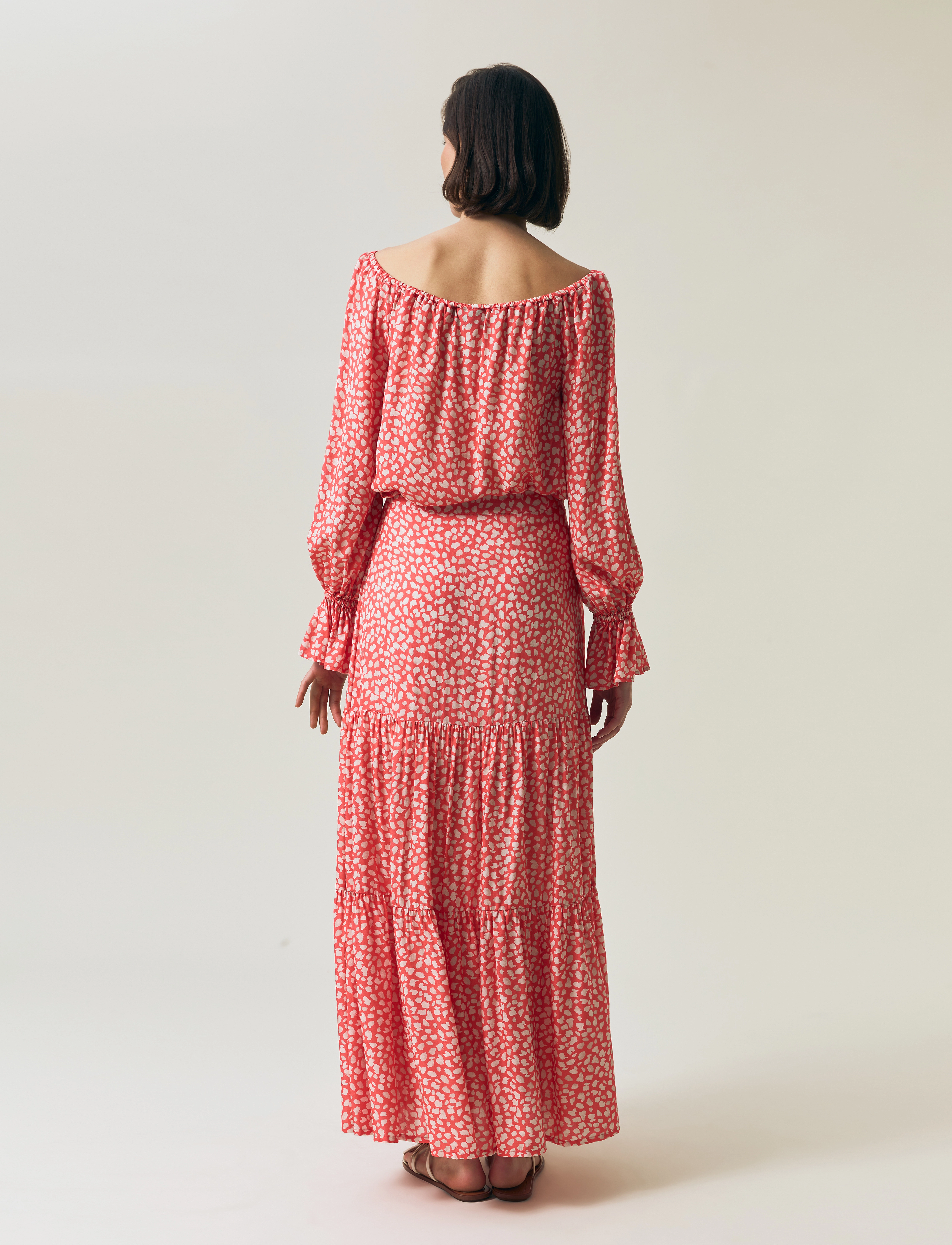 Lexington Clothing - Printed Maxi Skirt - maxi nederdele - coral dot print - 2