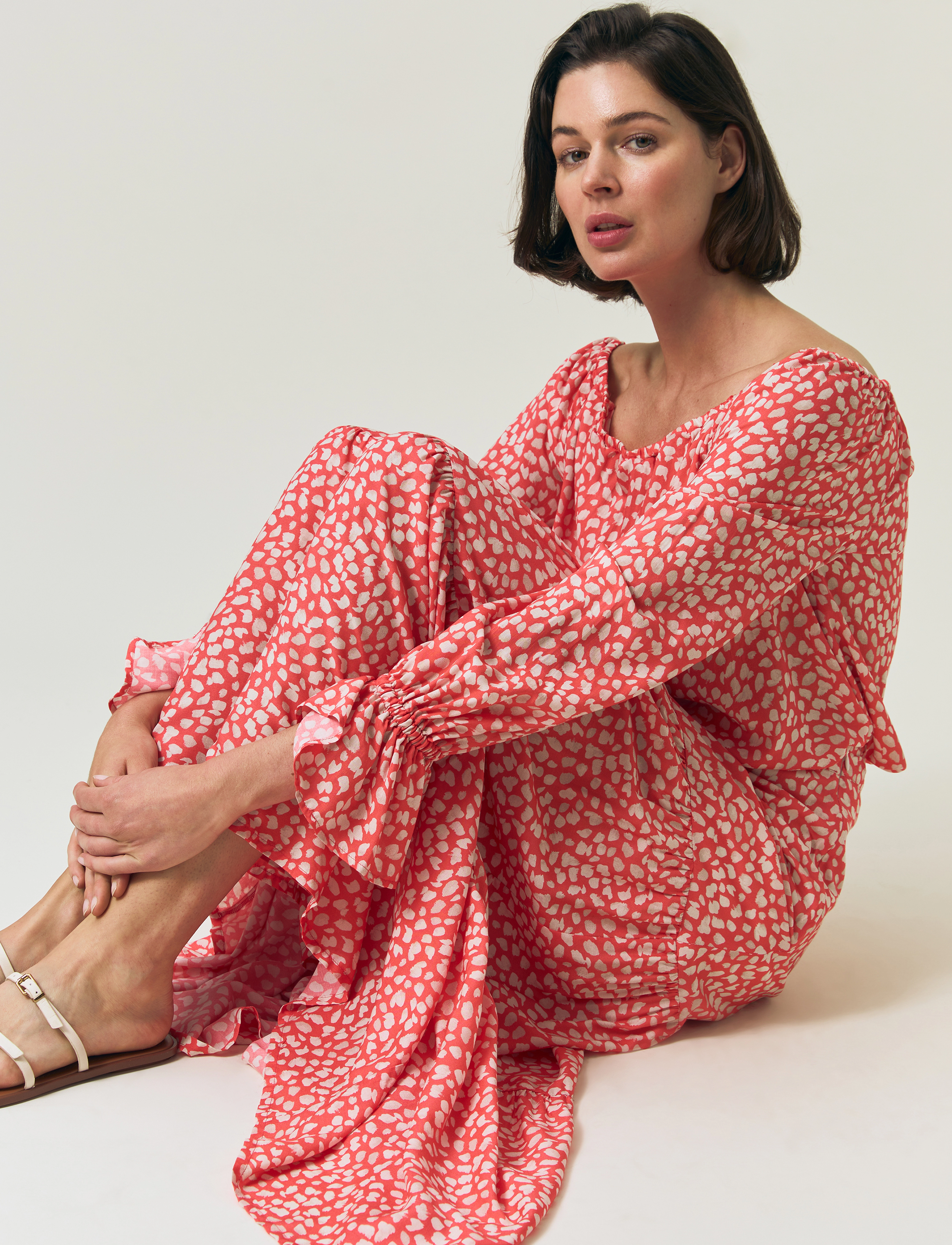 Lexington Clothing - Printed Maxi Skirt - maxi nederdele - coral dot print - 3