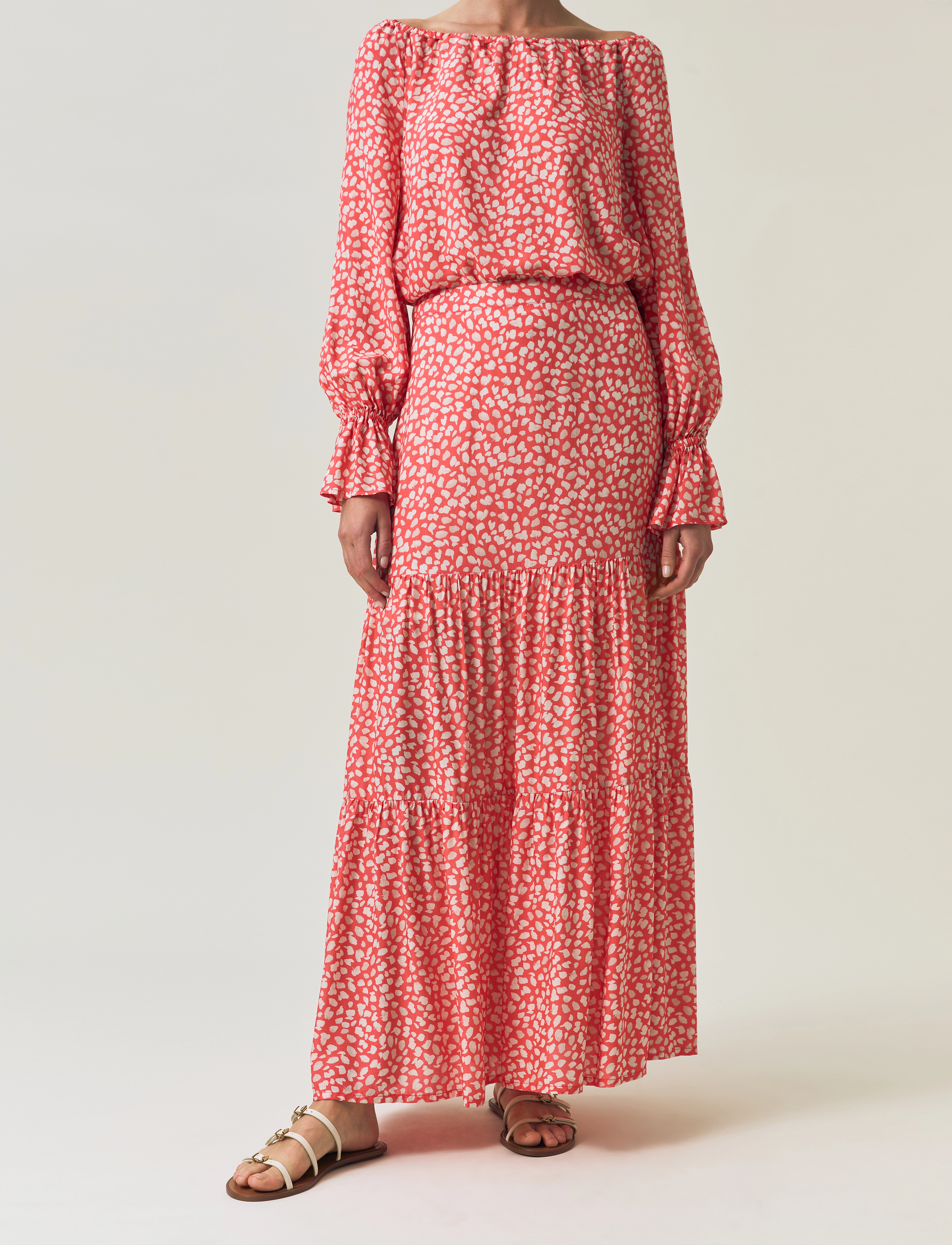 Lexington Clothing - Printed Maxi Skirt - maxi nederdele - coral dot print - 4