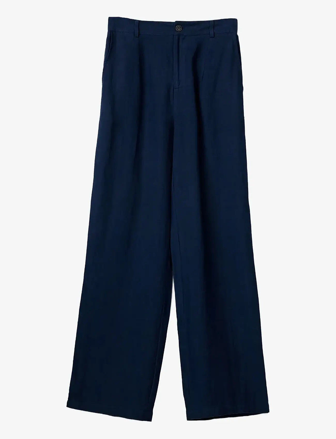 Lexington Clothing - High Waist Wide-Leg Linen Pants - hørbukser - dark blue - 1