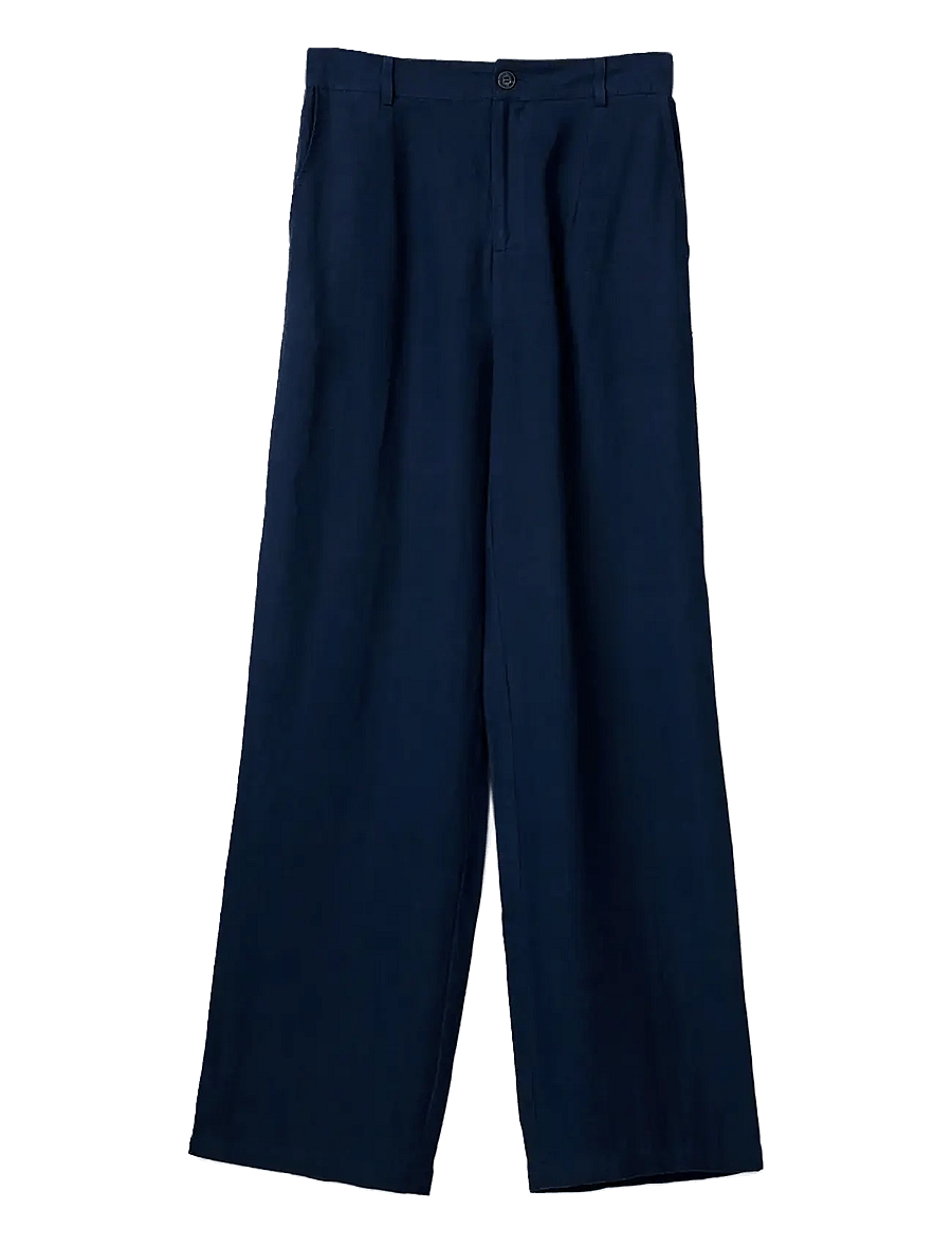 Lexington Clothing - High Waist Wide-Leg Linen Pants - dark blue - 1