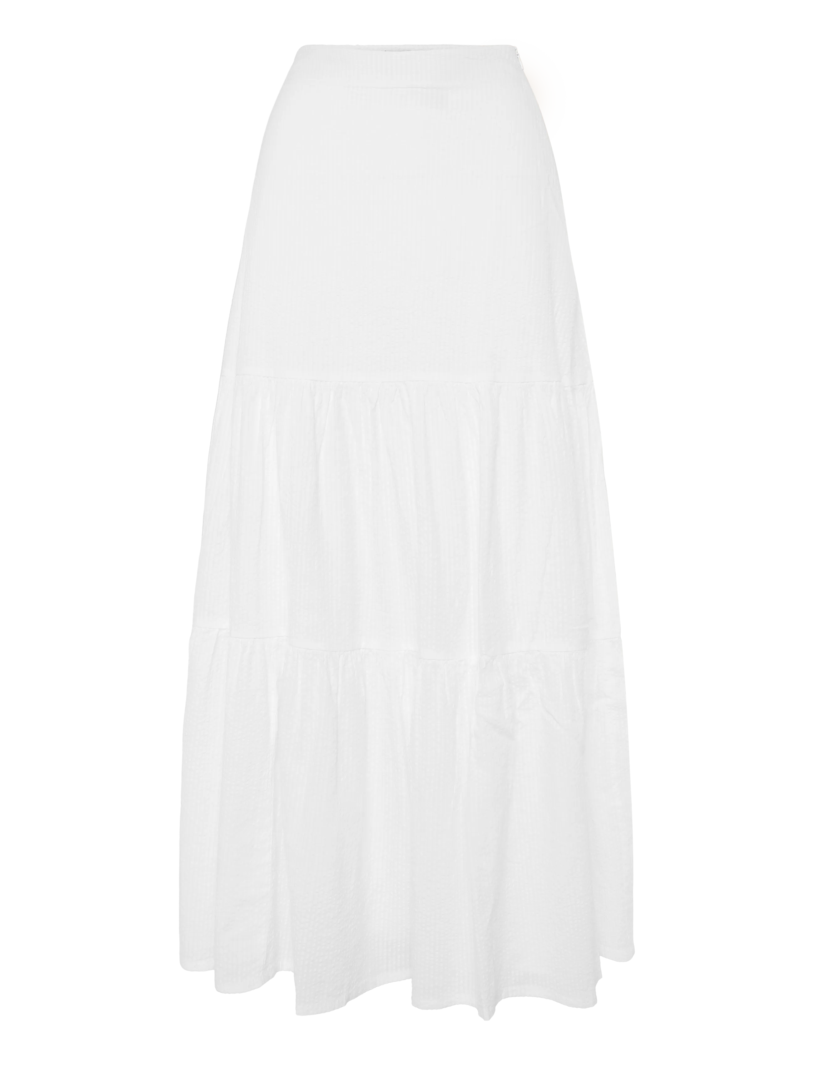 LEXINGTON CLOTHING Seersucker Maxi Rock Weiß - L - Damen