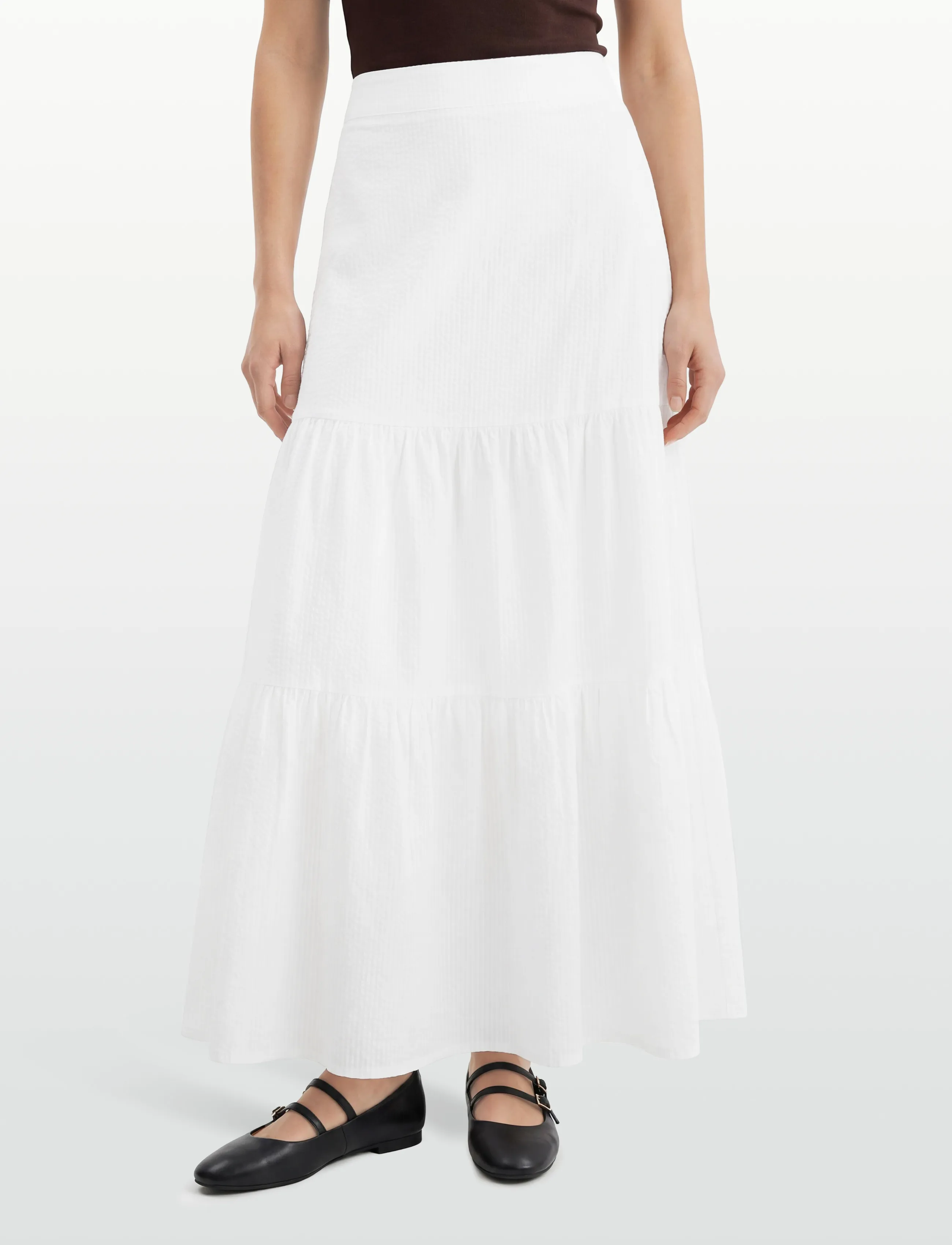 Lexington Clothing - Seersucker Maxi Skirt - maxi nederdele - white - 3