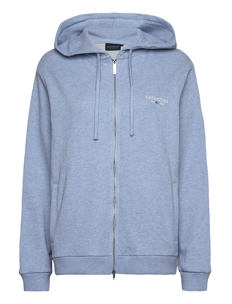 Lexington Clothing - Classic Logo Zip Hoodie - hættetrøjer - light blue melange - 1