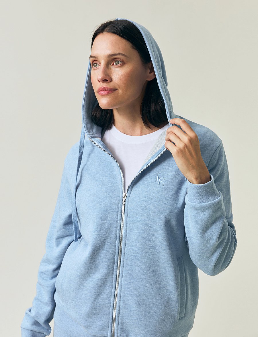 Lexington Clothing - Classic Logo Zip Hoodie - hupparit - light blue melange - 4