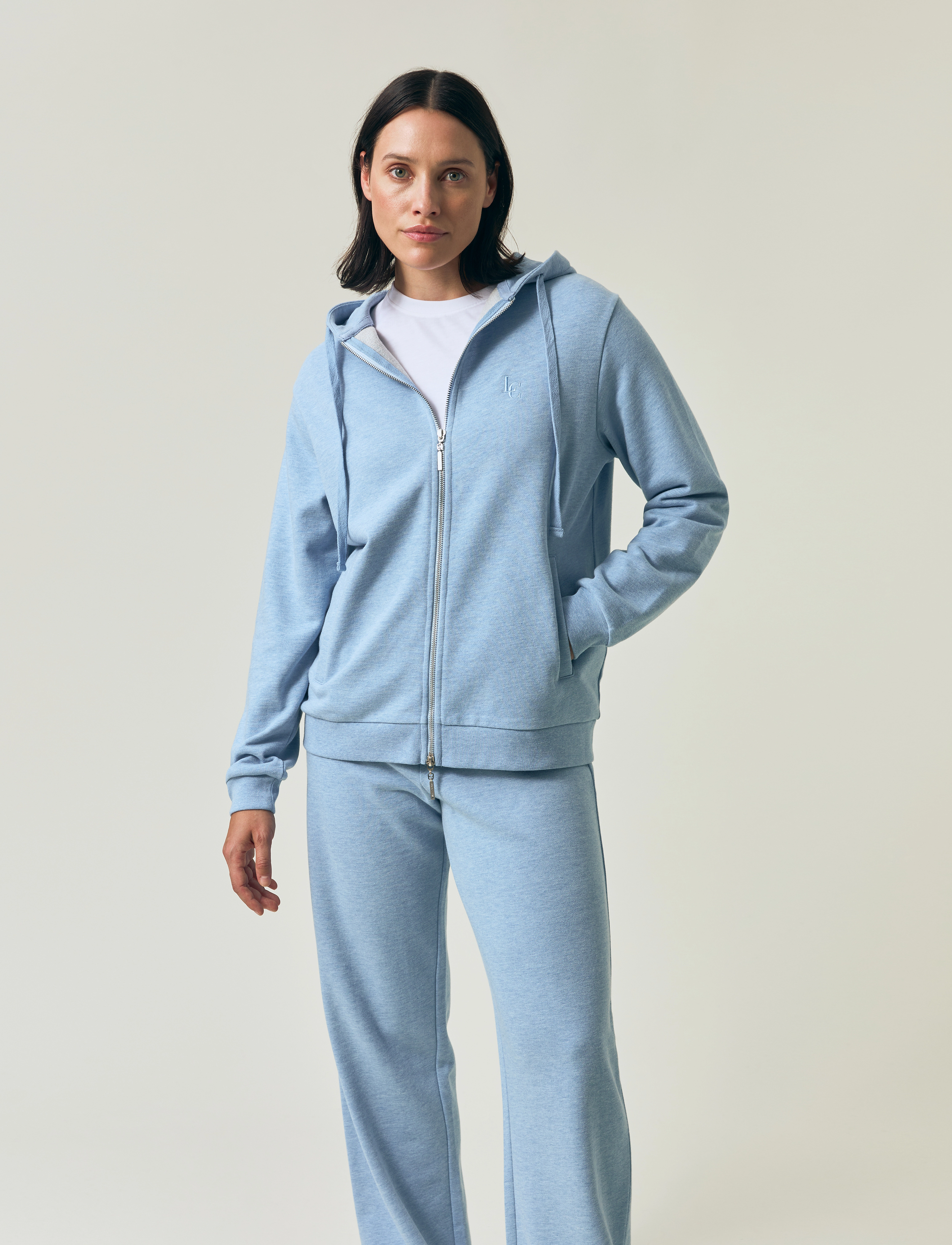 Lexington Clothing - Classic Logo Zip Hoodie - hættetrøjer - light blue melange - 5