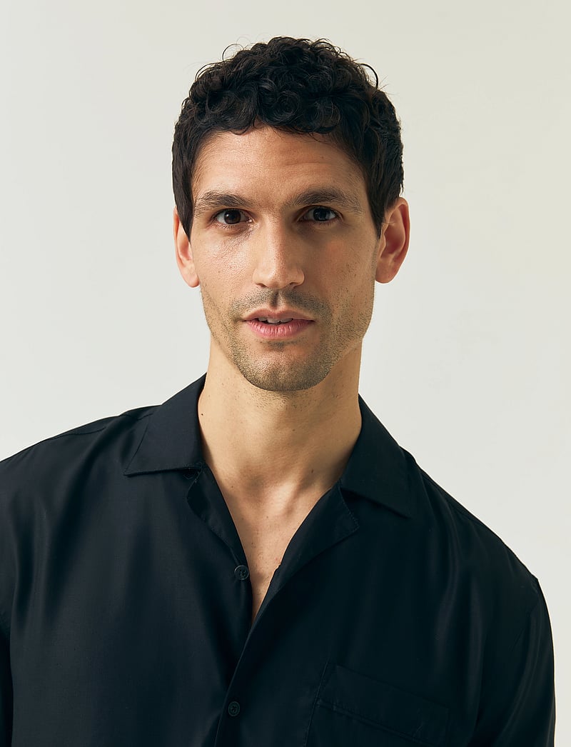 Lexington Clothing - Camp Lyocell Shirt - lühikeste varrukatega särgid - black - 4