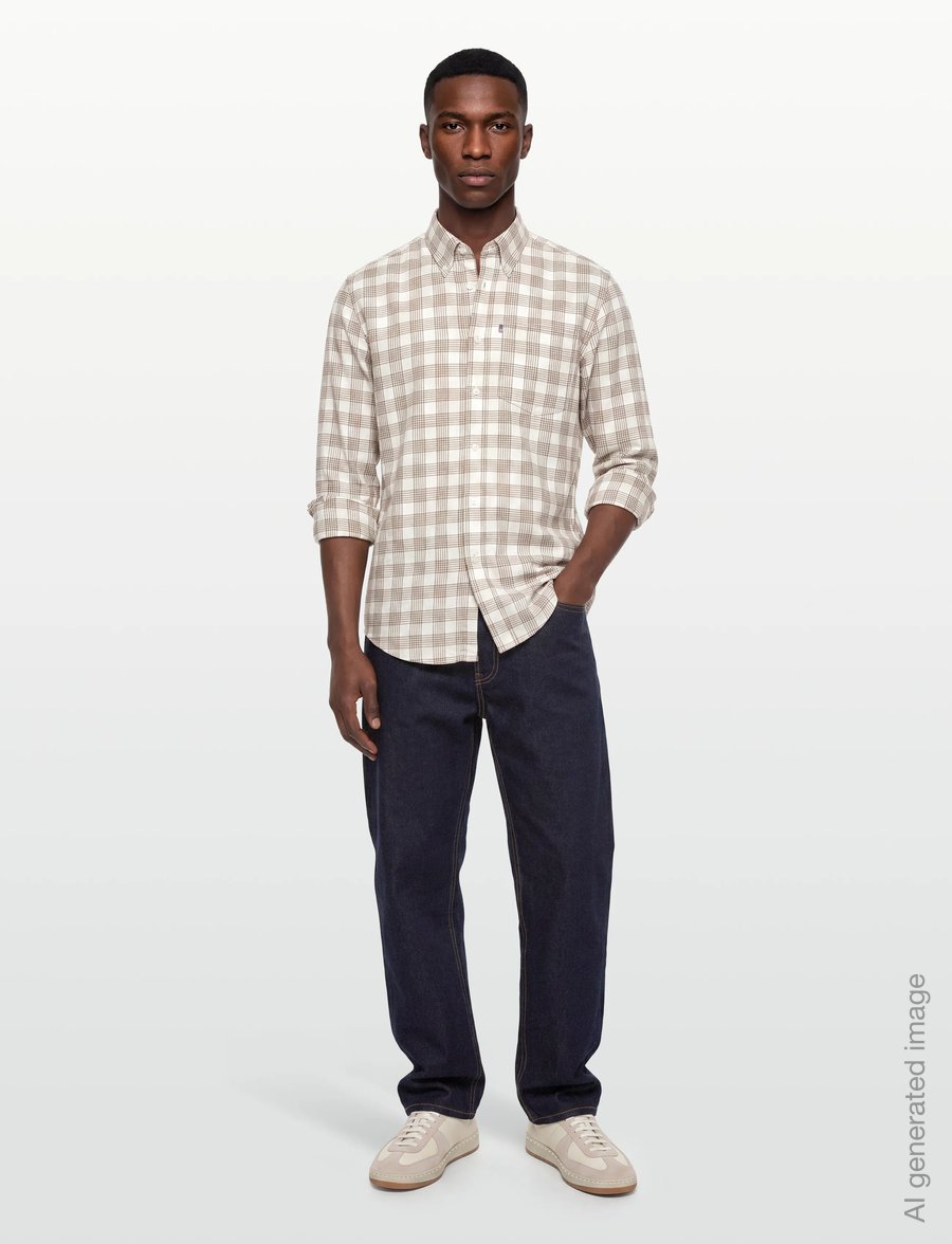 Lexington Clothing - Casual Check Flannel B.D Shirt - flanellsärgid - beige/white check - 0