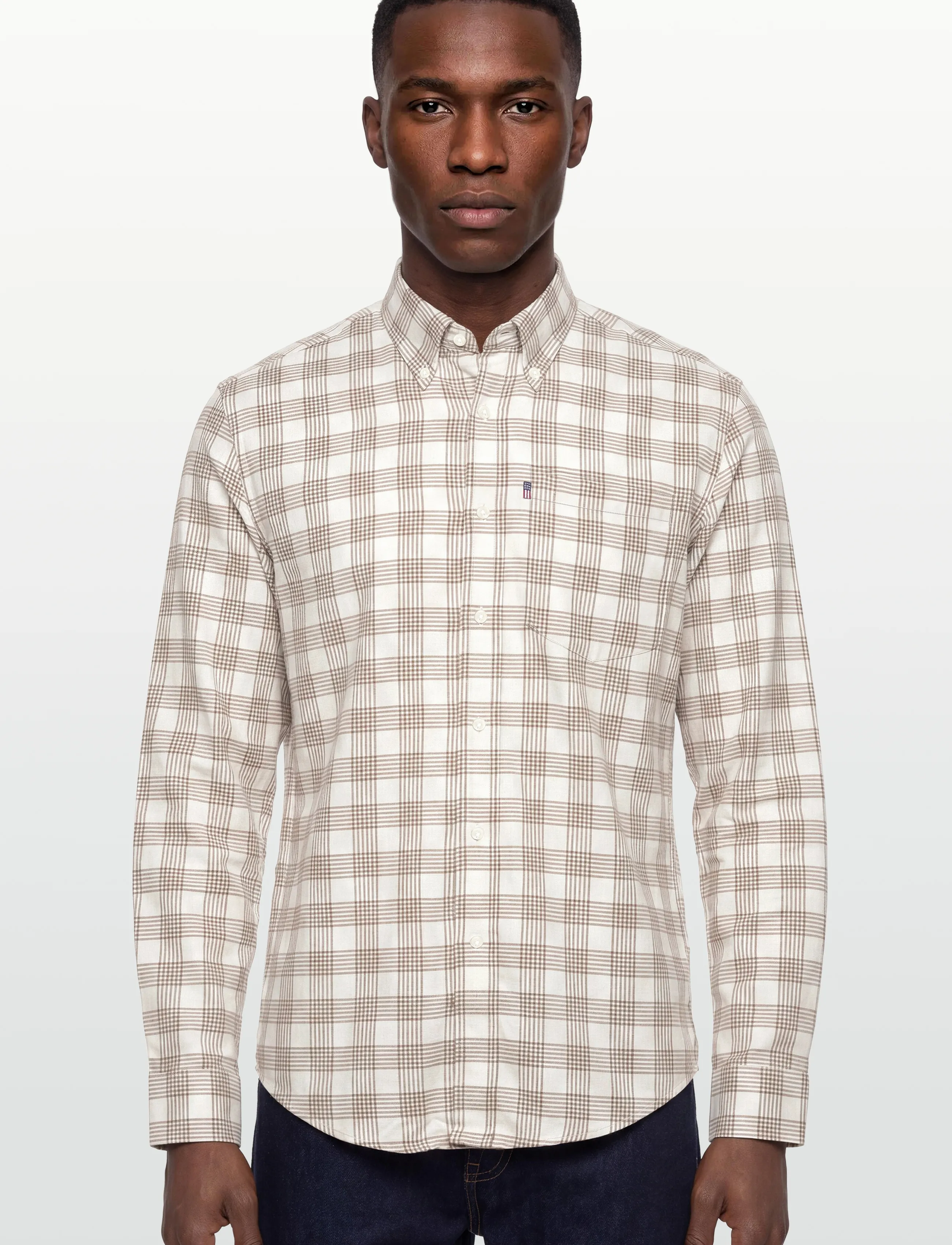 Lexington Clothing - Casual Check Flannel B.D Shirt - herren - beige/white check - 3