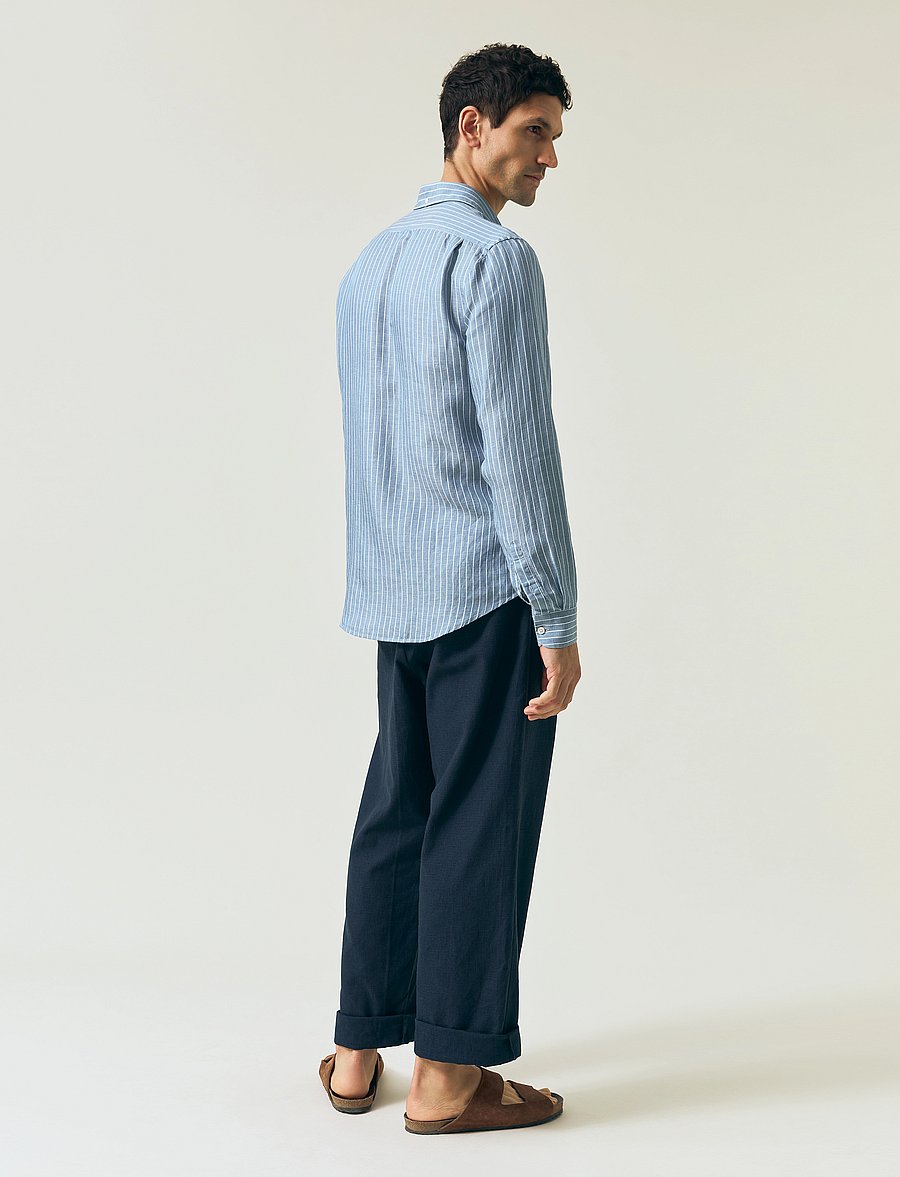Lexington Clothing - Classic Hemp Striped Shirt - randiga skjortor - blue/white stripe - 3