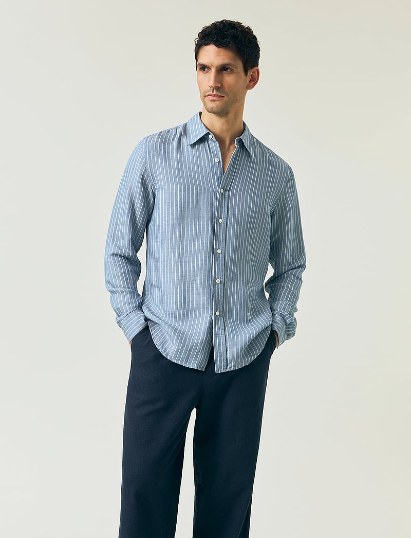 Lexington Clothing - Classic Hemp Striped Shirt - dryžuoti marškiniai - blue/white stripe - 4