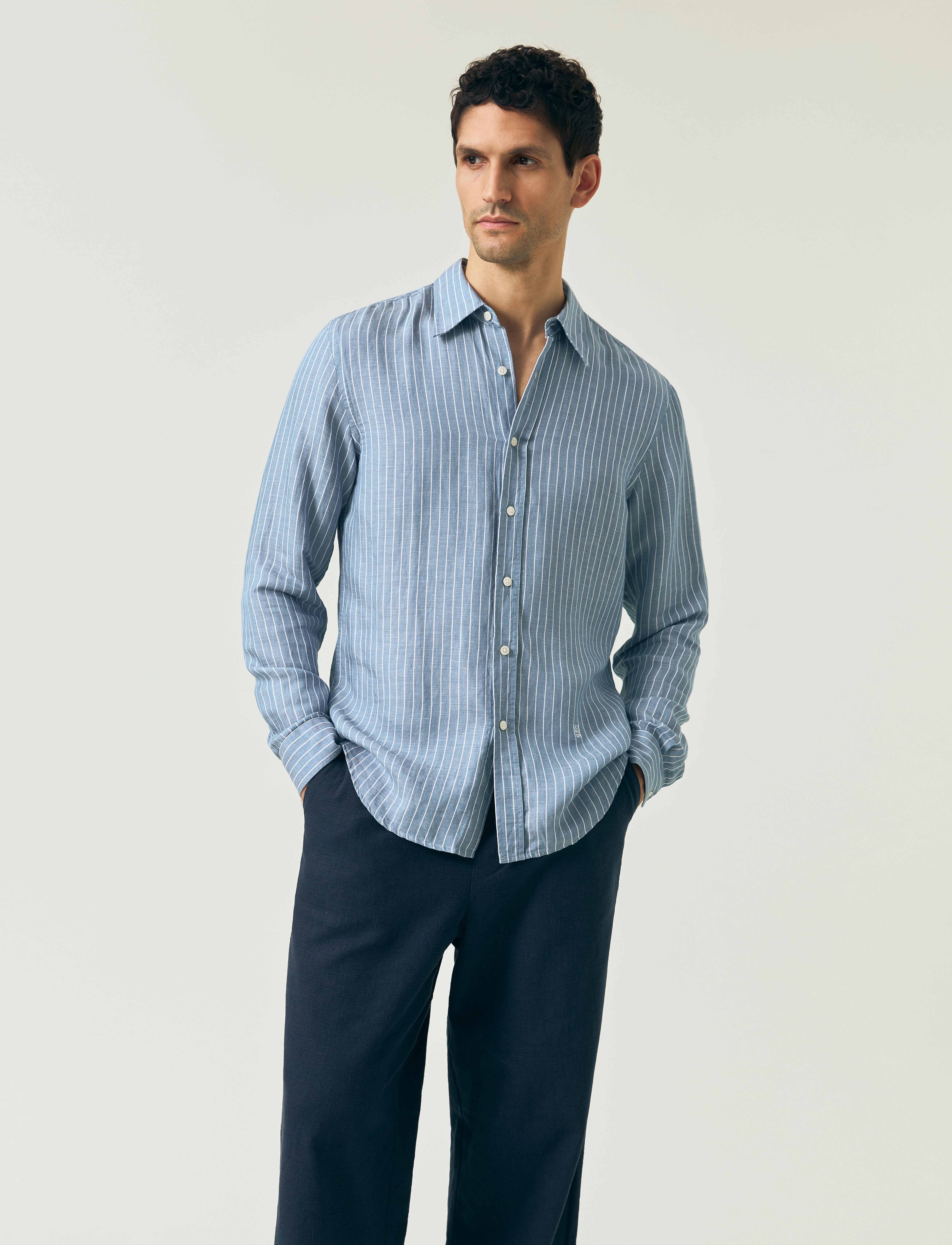 Lexington Clothing - Classic Hemp Striped Shirt - randiga skjortor - blue/white stripe - 4