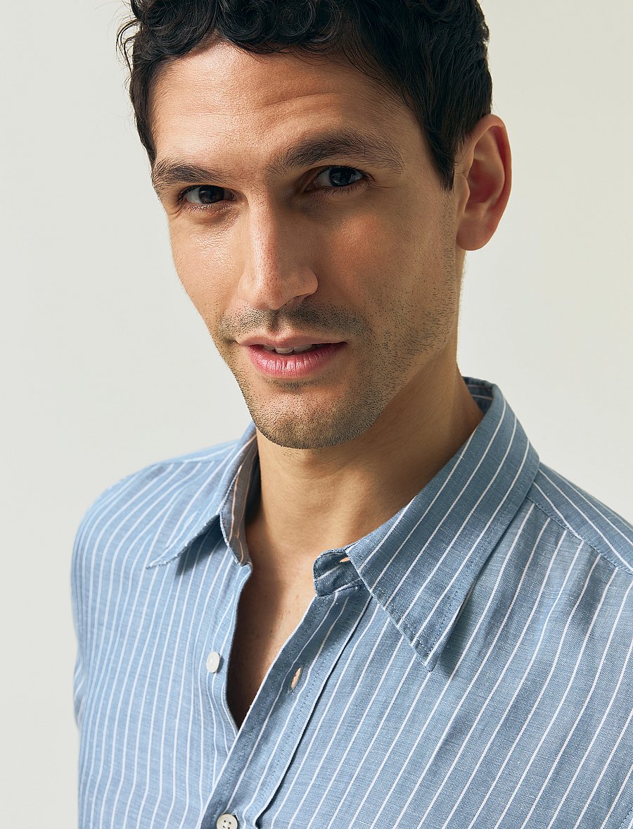 Lexington Clothing - Classic Hemp Striped Shirt - randiga skjortor - blue/white stripe - 5