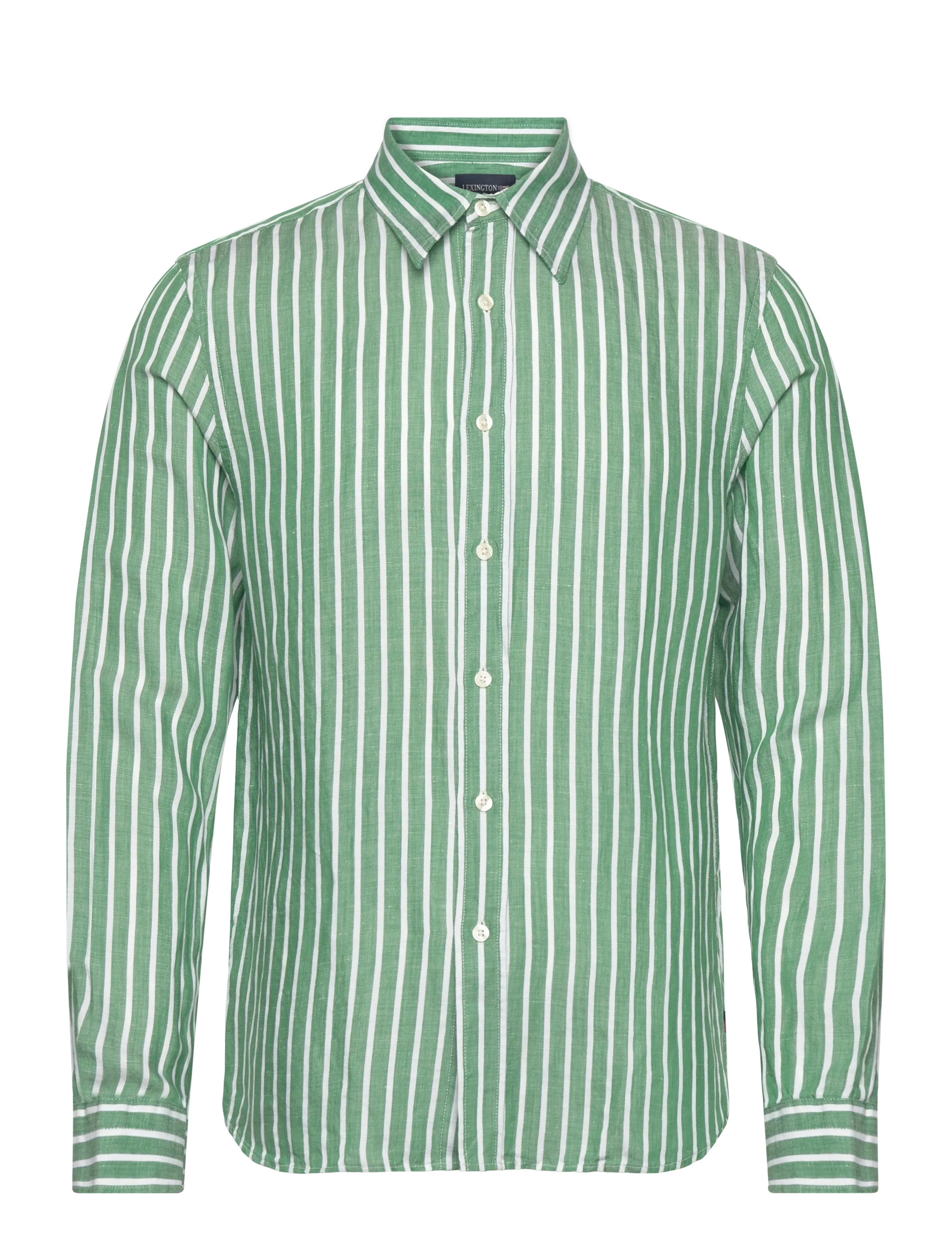 Lexington Clothing Classic Hemp Striped Shirt - Lexington Clothing - GREEN/WHITE STRIPE / green