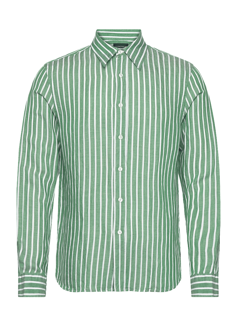 Lexington Clothing - Classic Hemp Striped Shirt - stribede skjorter - green/white stripe - 0